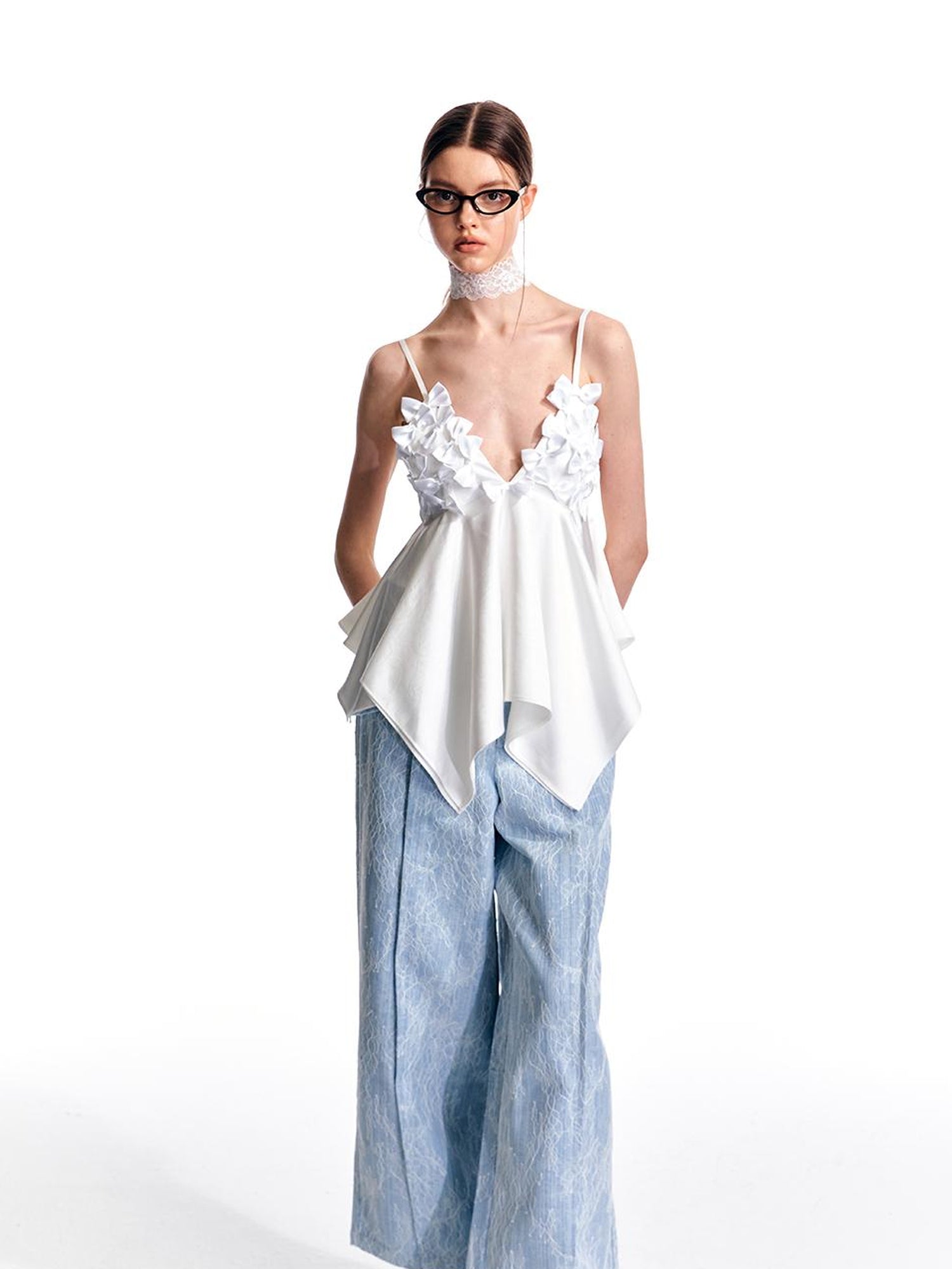 ALINNV STUDIO Butterfly Bow Asymmetric Hem Camisole Top