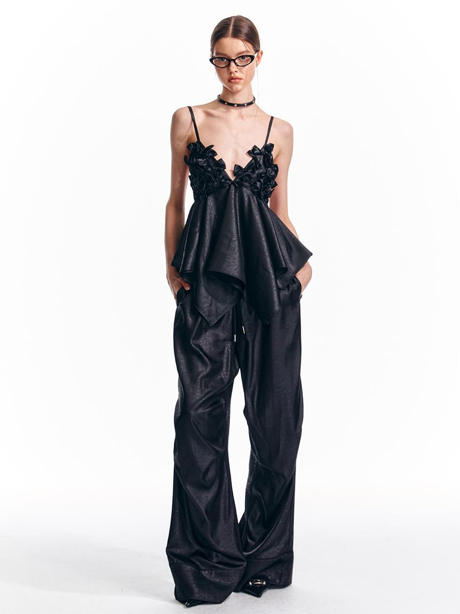 ALINNV STUDIO Butterfly Bow Asymmetric Hem Camisole Top