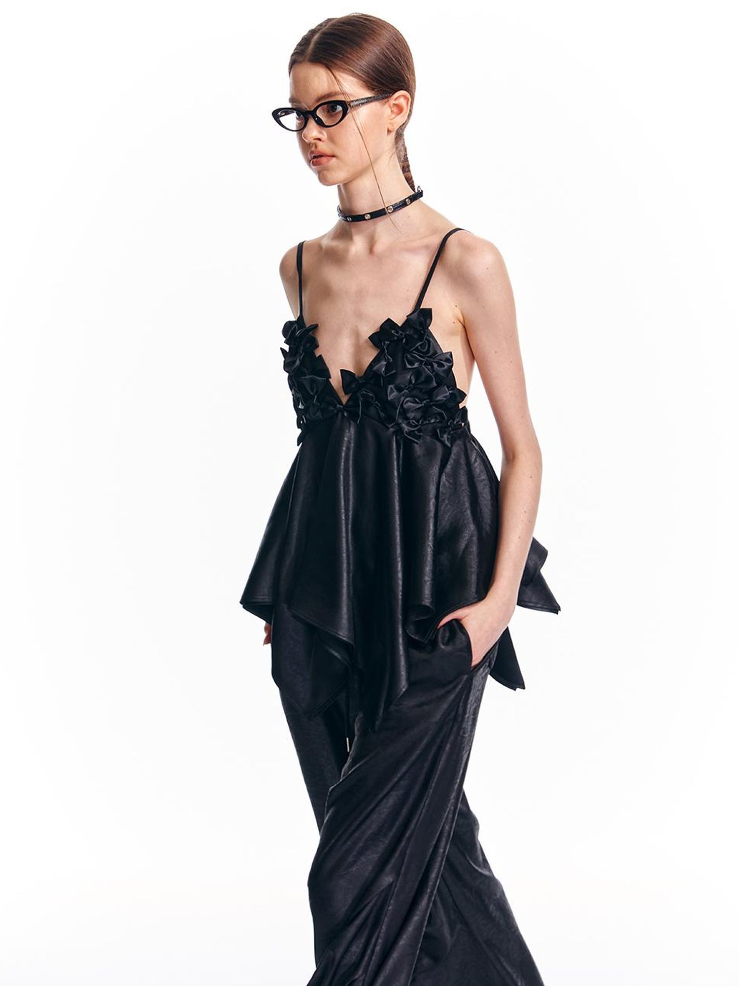 ALINNV STUDIO Butterfly Bow Asymmetric Hem Camisole Top