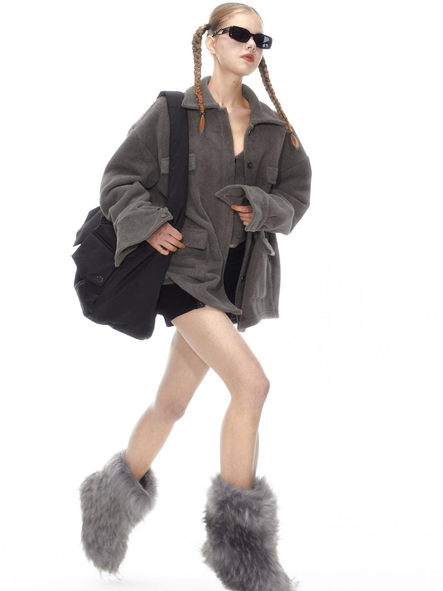 Cozy Fleece Loungewear Set With Wide Leg Pants