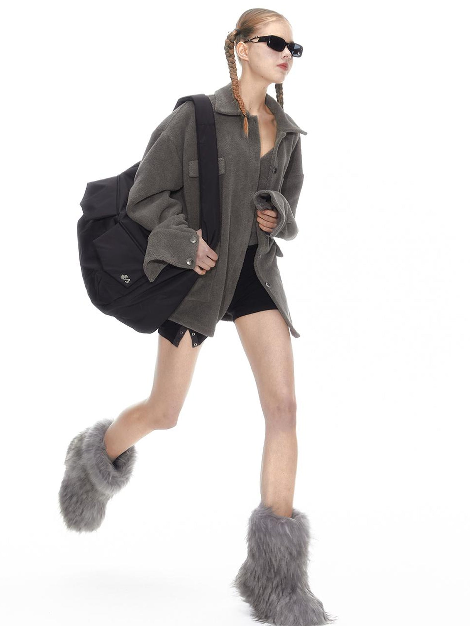 Cozy Fleece Loungewear Set With Wide Leg Pants