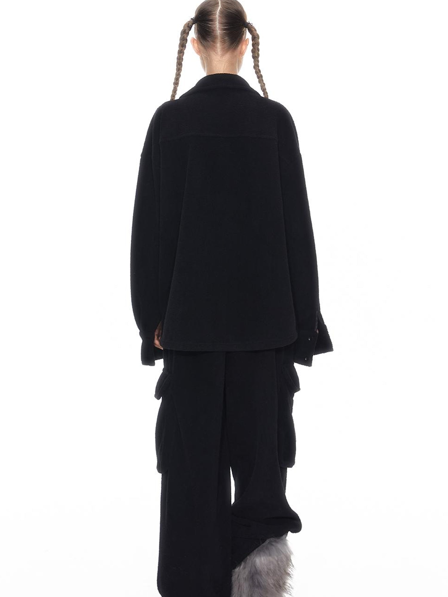 Cozy Fleece Loungewear Set With Wide Leg Pants