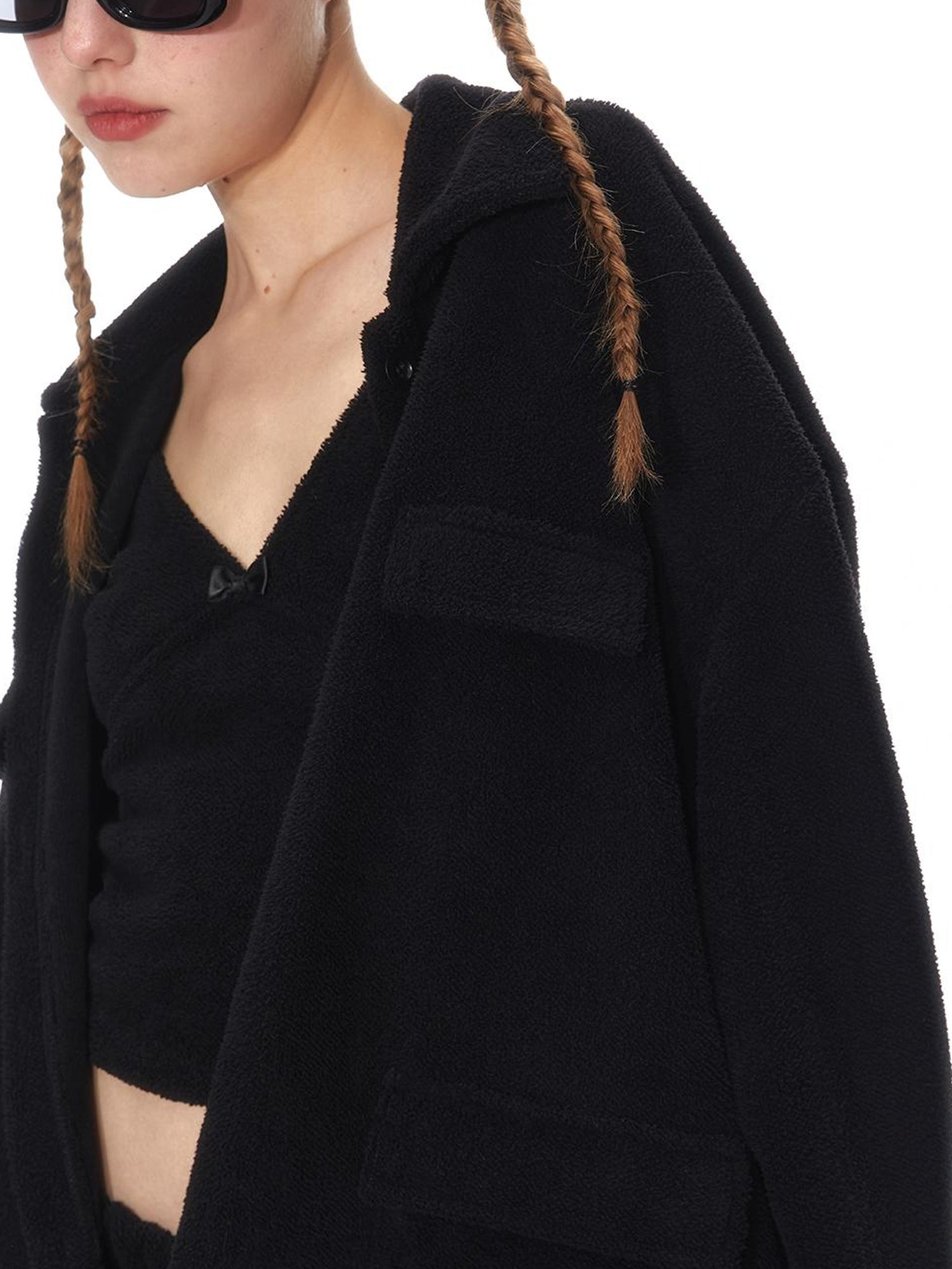 Cozy Fleece Loungewear Set With Wide Leg Pants
