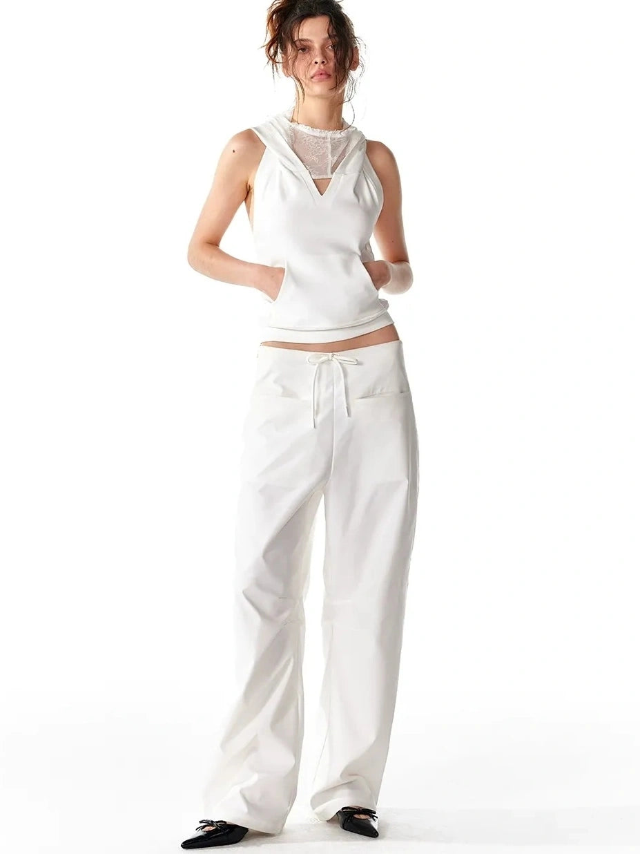 ALINNV STUDIO Double Hooded Backless Crop Top Tank Top/Camisole