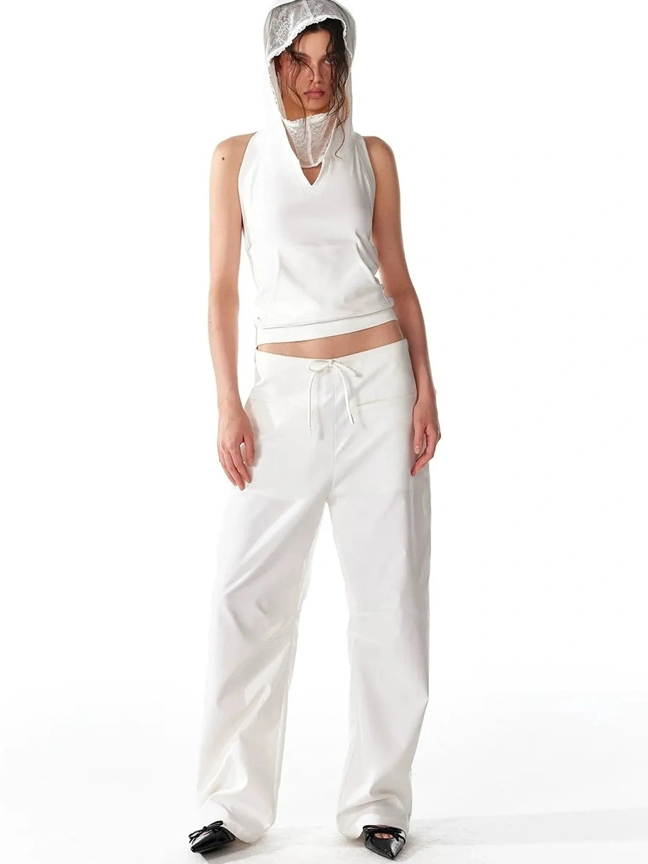 ALINNV STUDIO Double Hooded Backless Crop Top Tank Top/Camisole