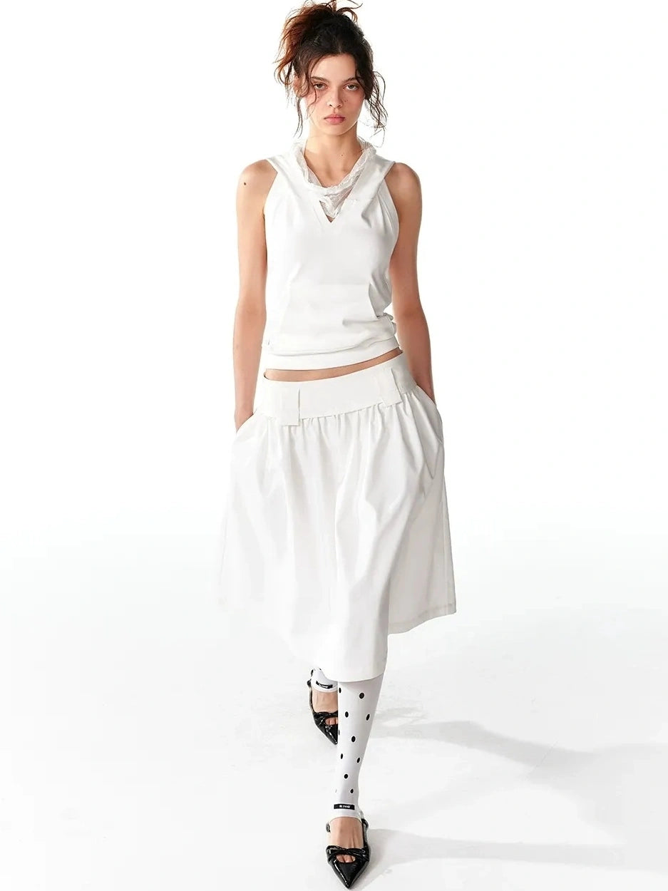 ALINNV STUDIO Double Hooded Backless Crop Top Tank Top/Camisole