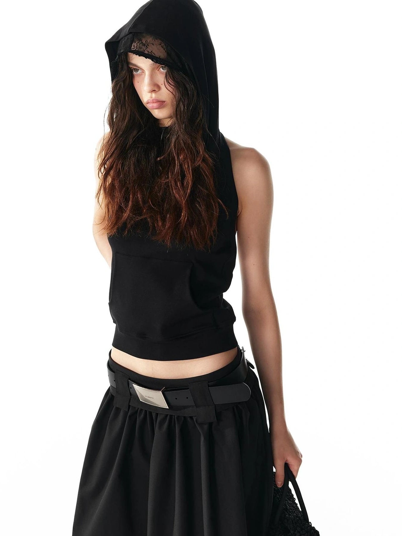 ALINNV STUDIO Double Hooded Backless Crop Top Tank Top/Camisole