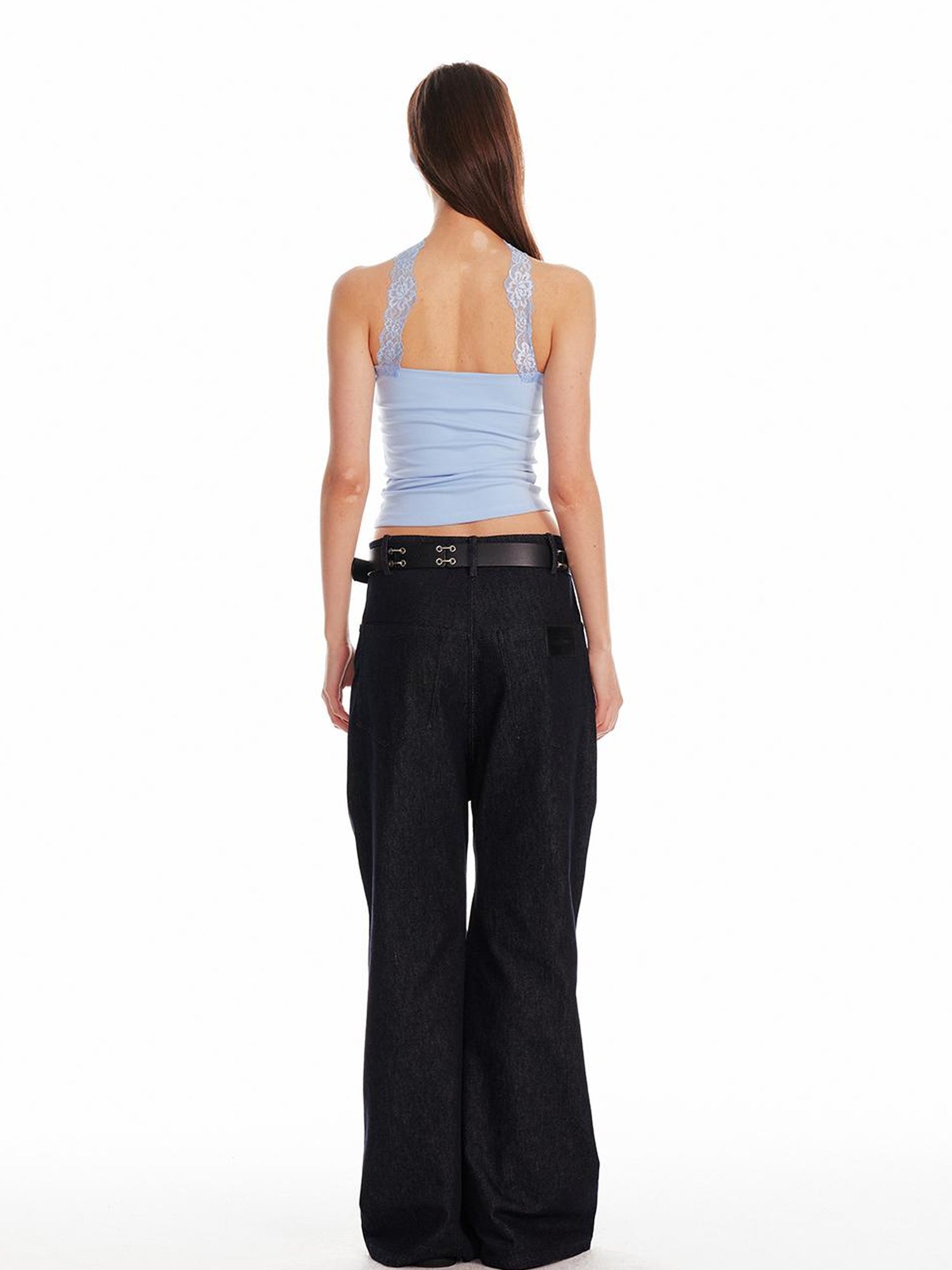 ALINNV STUDIO Double Waist Denim Drop Crotch Pants