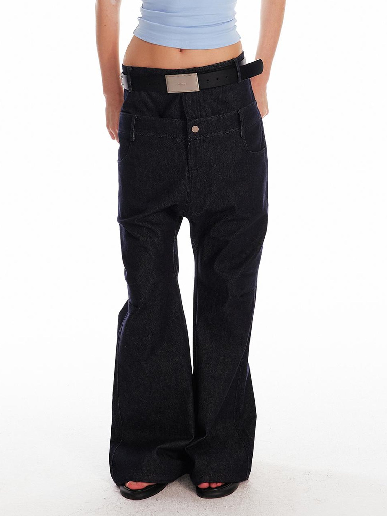 ALINNV STUDIO Double Waist Denim Drop Crotch Pants