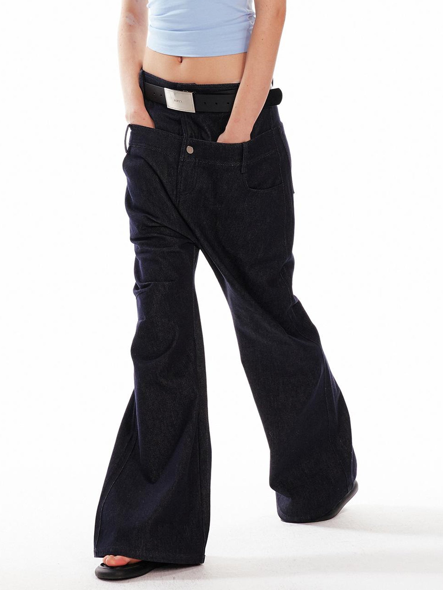 ALINNV STUDIO Double Waist Denim Drop Crotch Pants