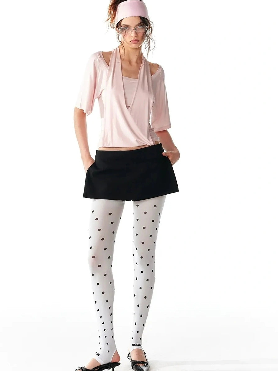 ALINNV STUDIO False Layered Halter Neck T-shirt Tank Top/Camisole