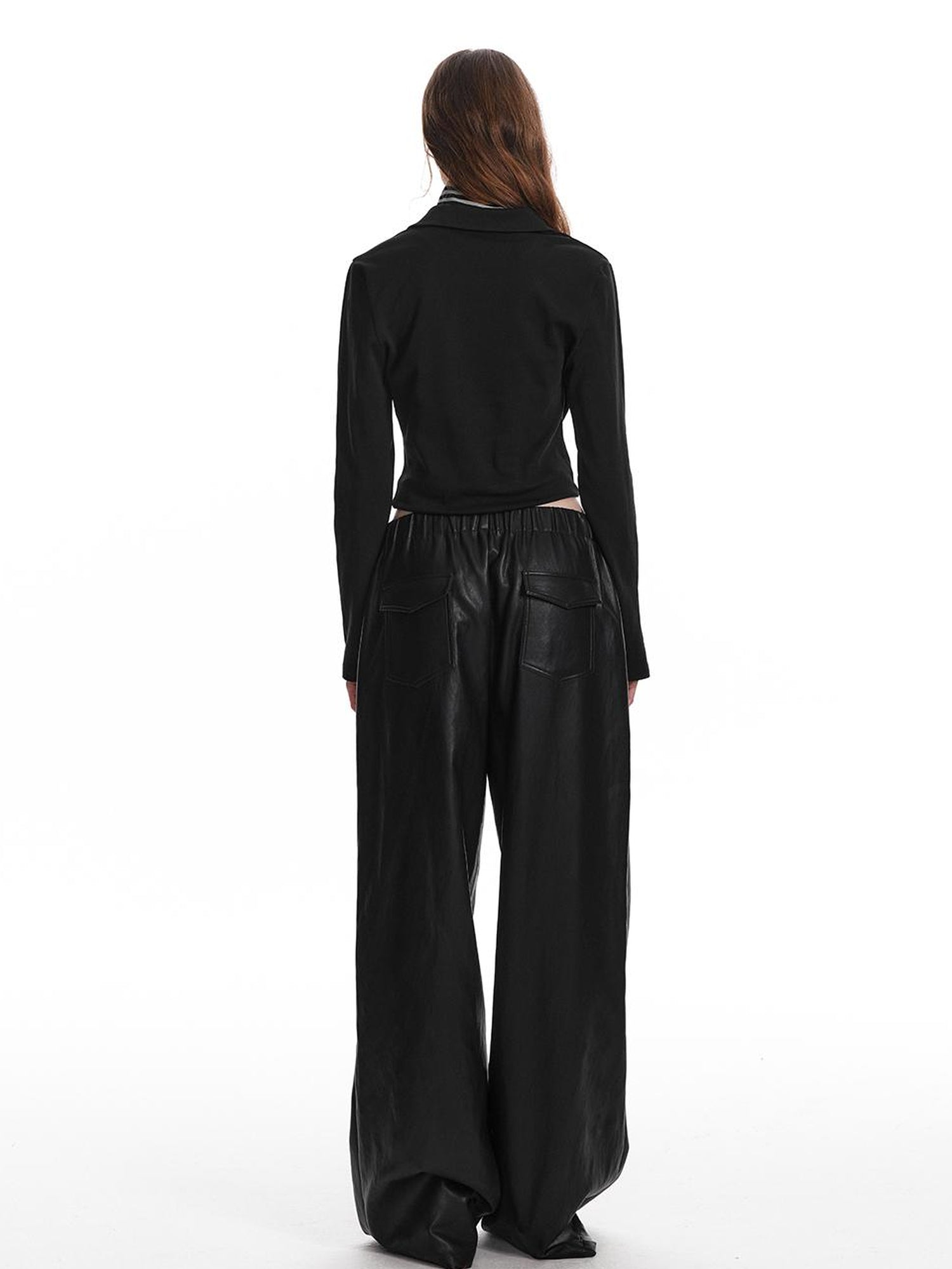 ALINNV STUDIO Fitted Mock Neck Two Layer Top With Split Cuff