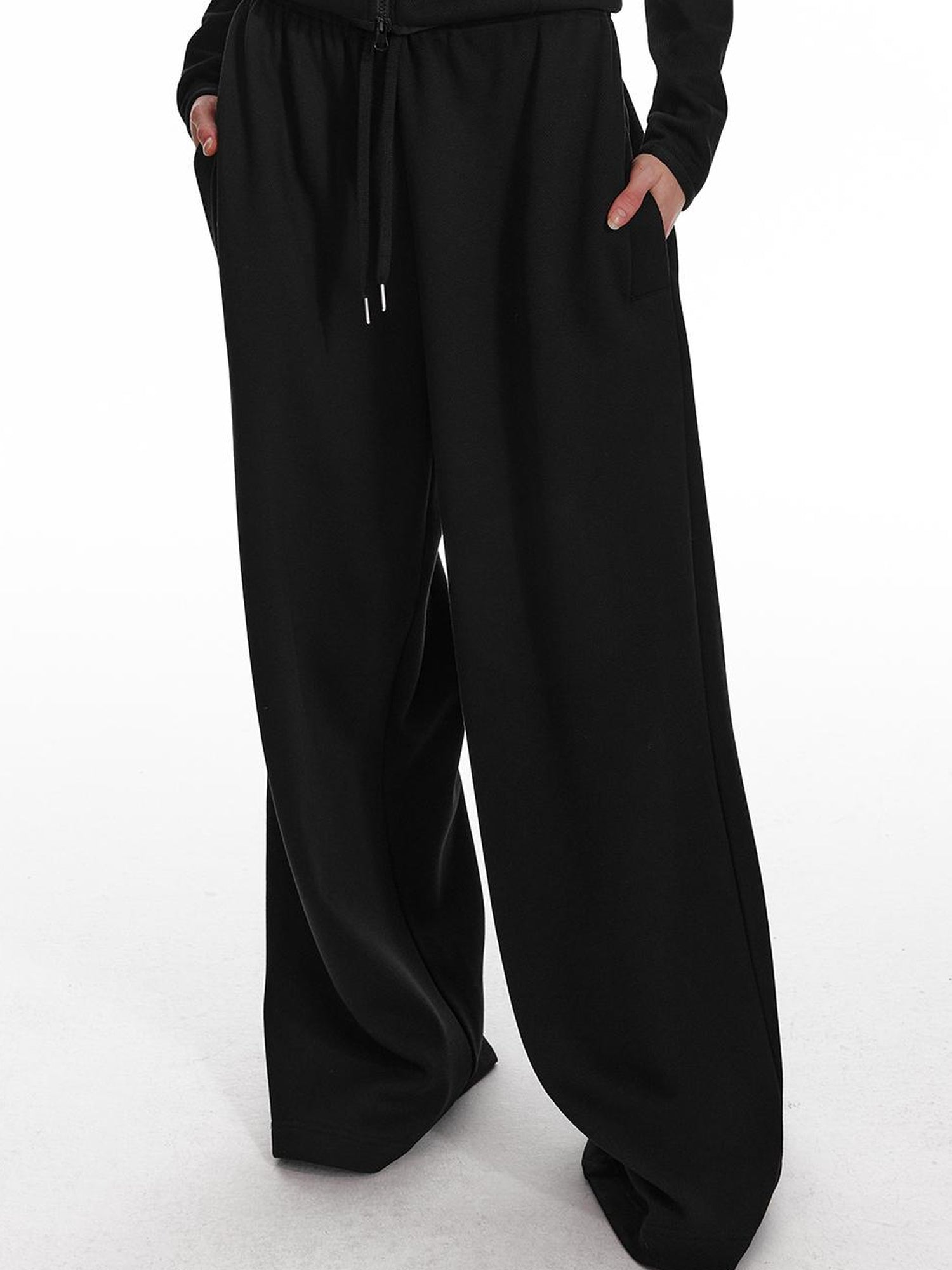 ALINNV STUDIO Fleece Lined Hooded Sweatshirt Wide Leg Pants Set