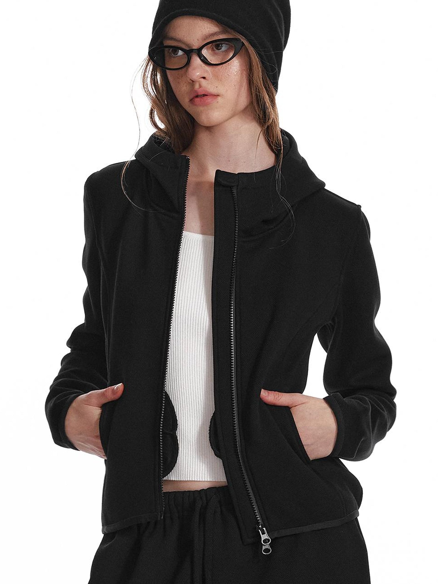 ALINNV STUDIO Fleece Lined Hooded Sweatshirt Wide Leg Pants Set