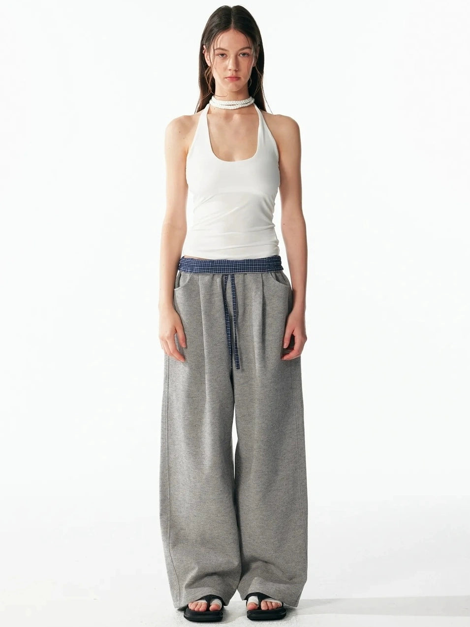 ALINNV STUDIO Hand Knitted U Neck Tie Backless Slim Camisole Tank Top/Camisole