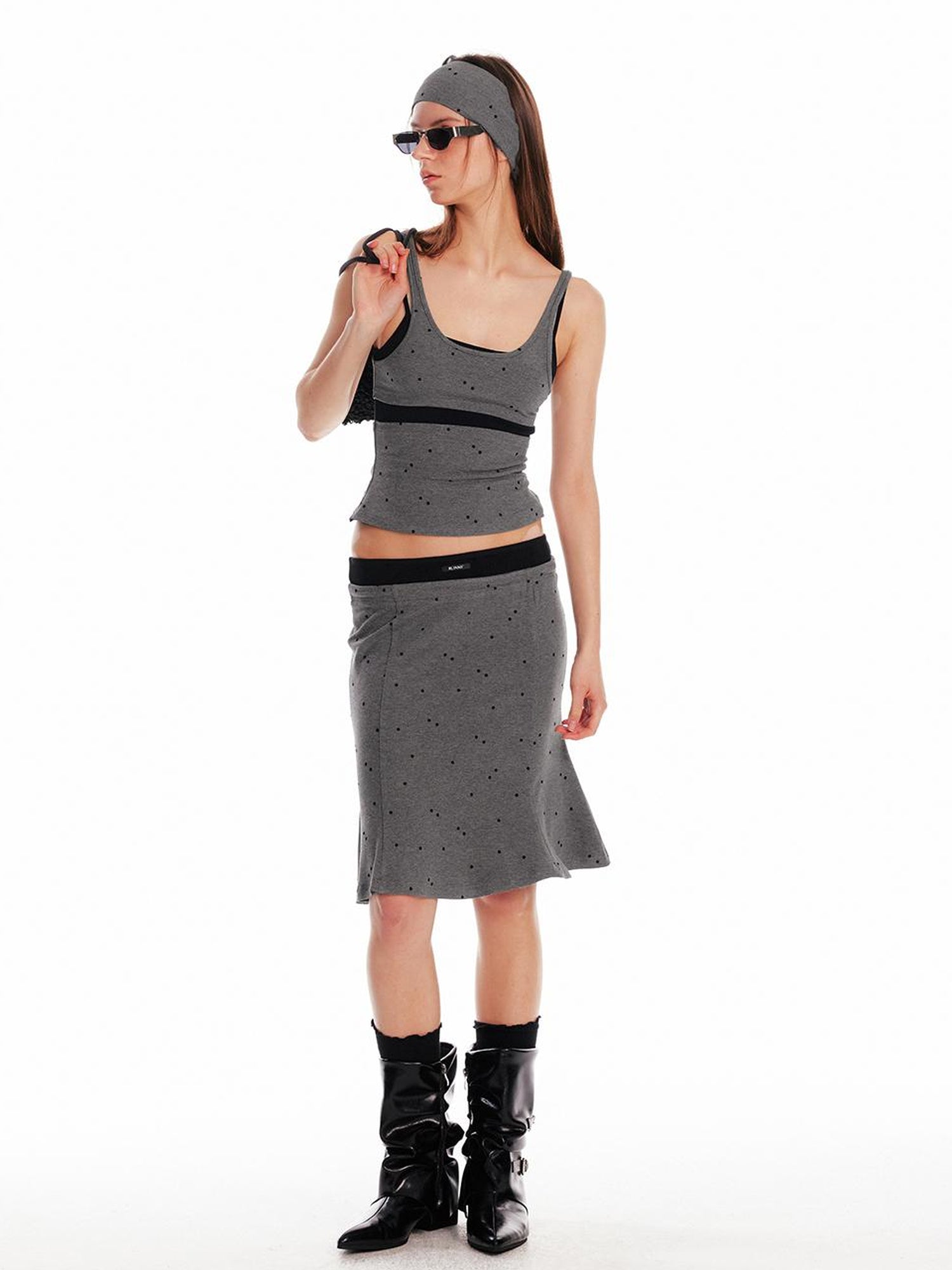 ALINNV STUDIO Knitted Paneled Slip Dress With Fishtail Hem