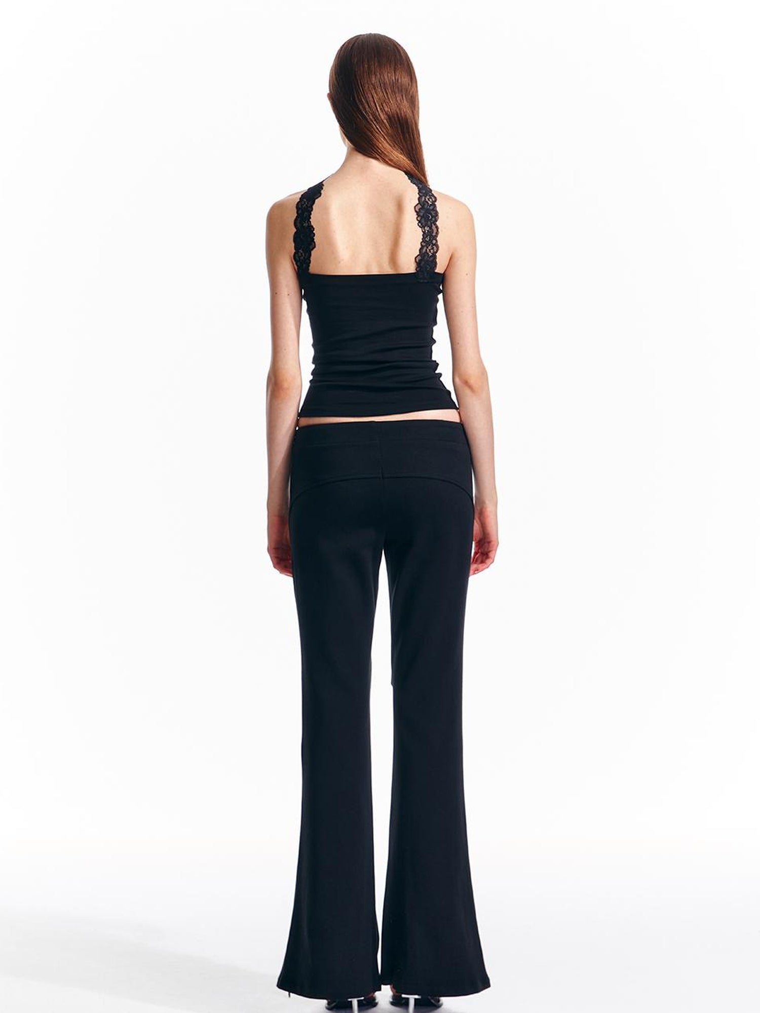 ALINNV STUDIO Lace Halterneck Fitted Knit Top Stretch Fabric