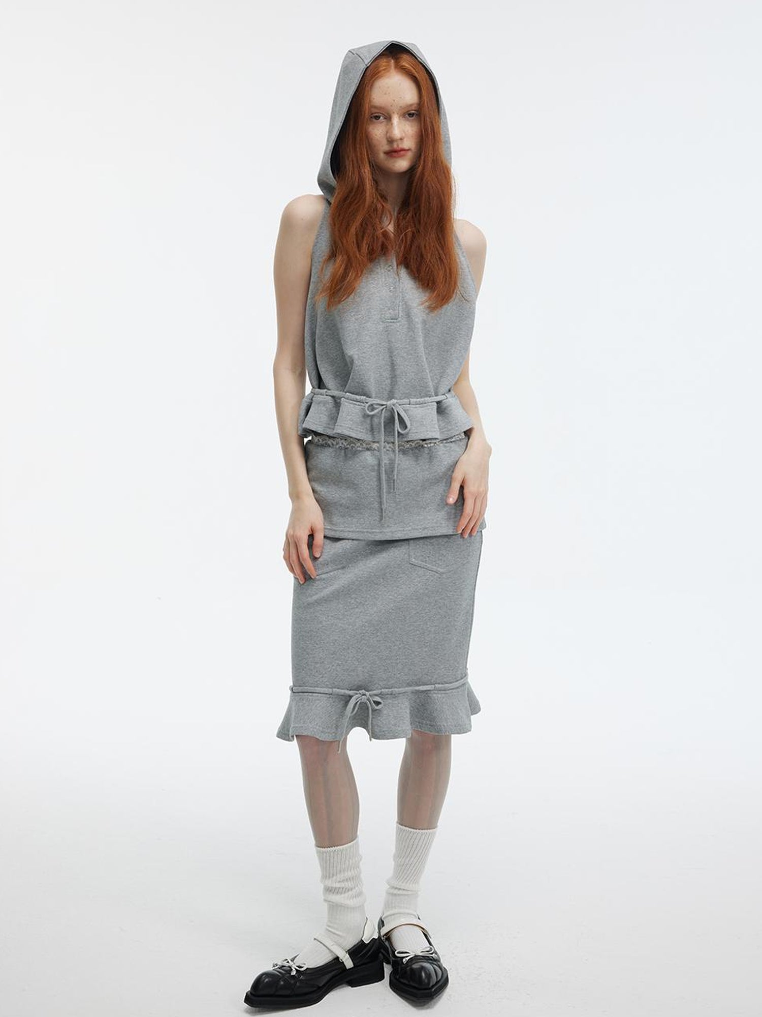 ALINNV STUDIO Lace Waist Fishtail Midi Skirt Two-Way Wear