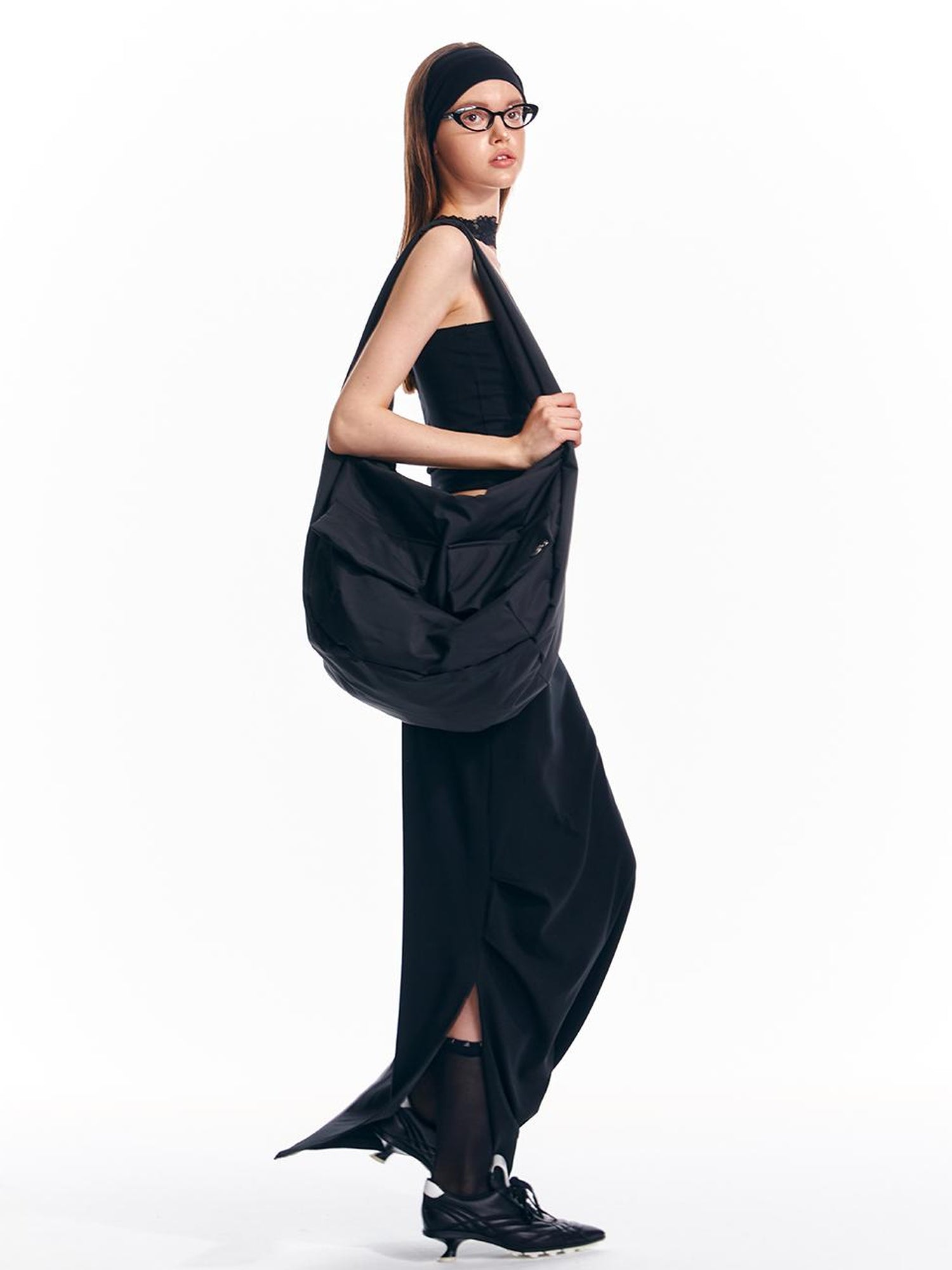 ALINNV STUDIO Lace Waist Knit Maxi Skirt With Slit