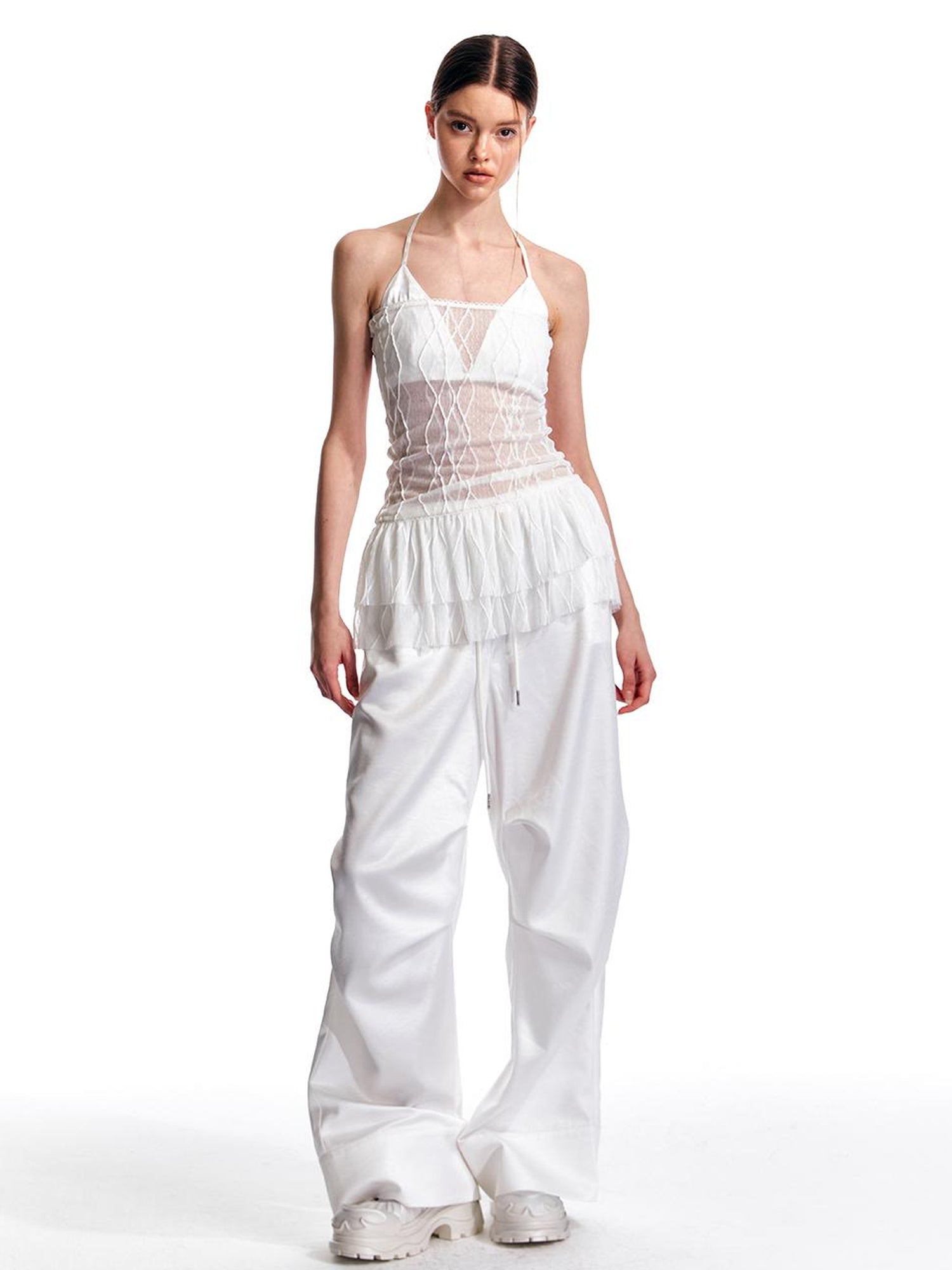 ALINNV STUDIO Low Rise Relaxed Trousers with Elastic Waist