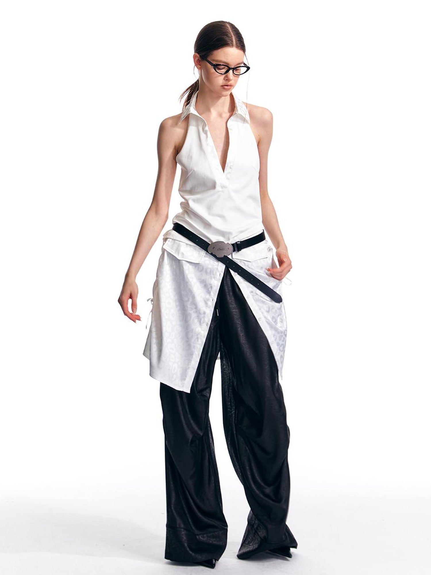 ALINNV STUDIO Low Rise Relaxed Trousers with Elastic Waist