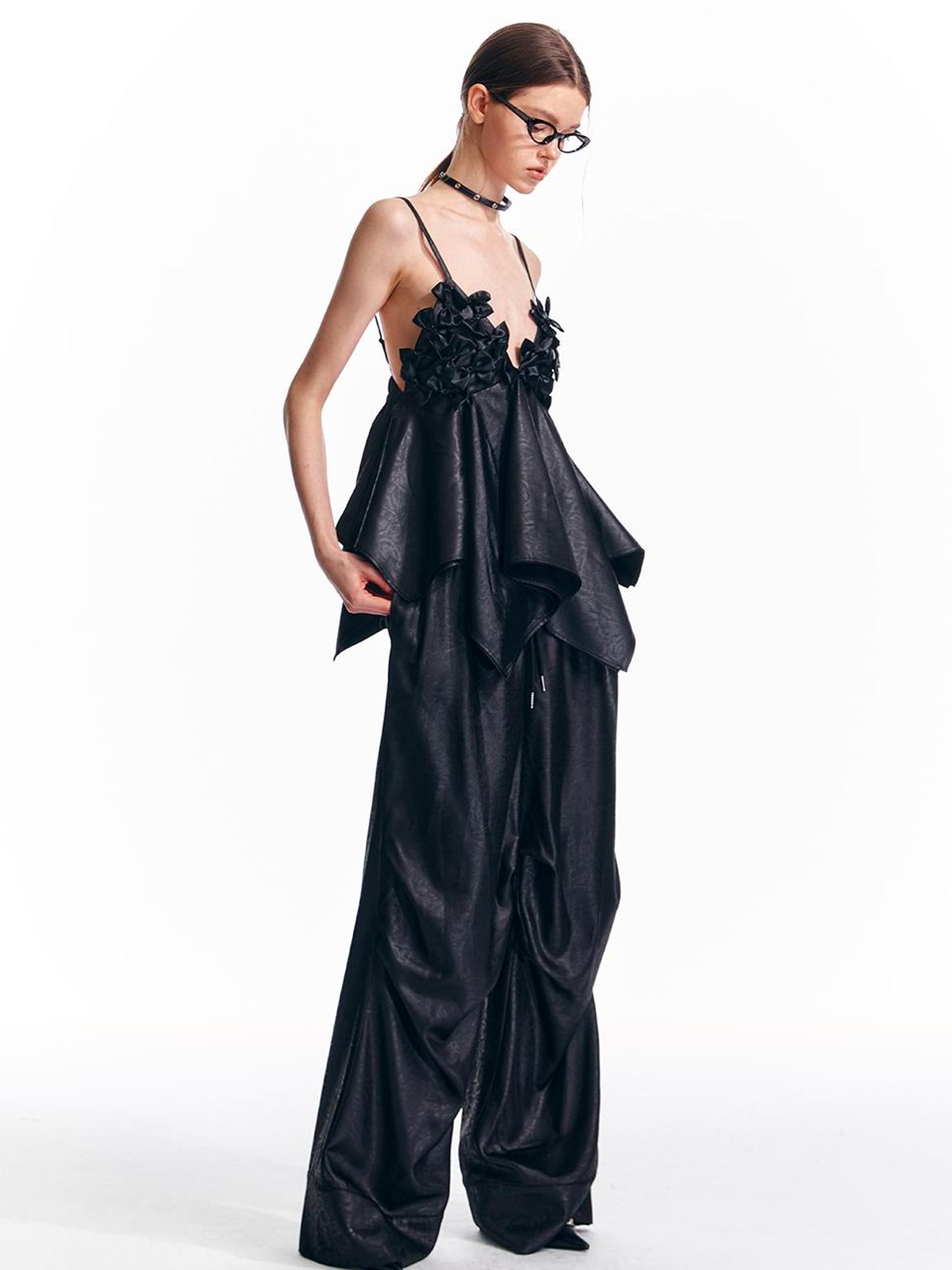 ALINNV STUDIO Low Rise Relaxed Trousers with Elastic Waist