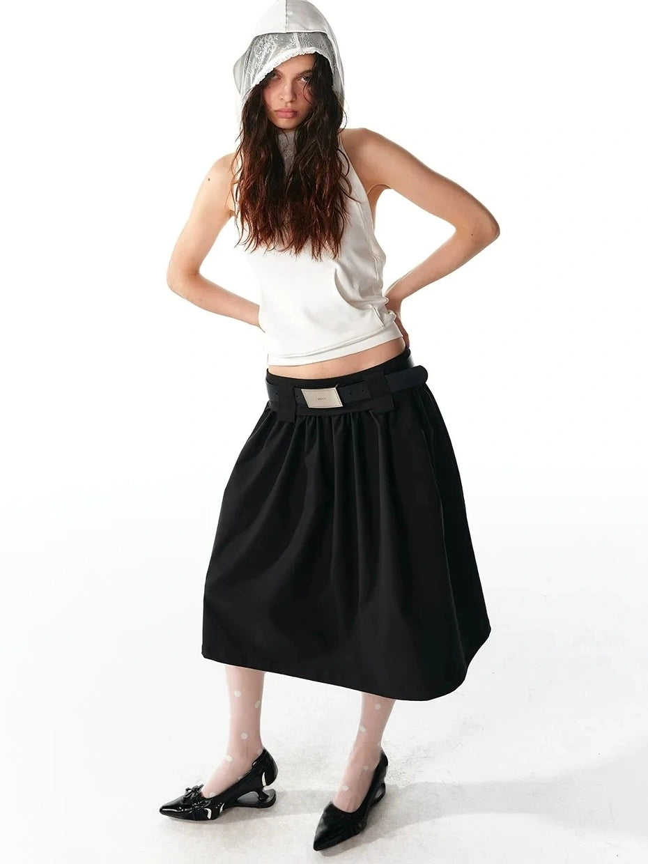ALINNV STUDIO Low Waist Flared A Line Skirt Skirt