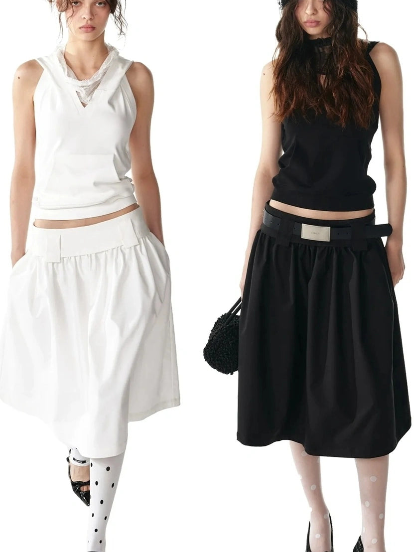 ALINNV STUDIO Low Waist Flared A Line Skirt Skirt