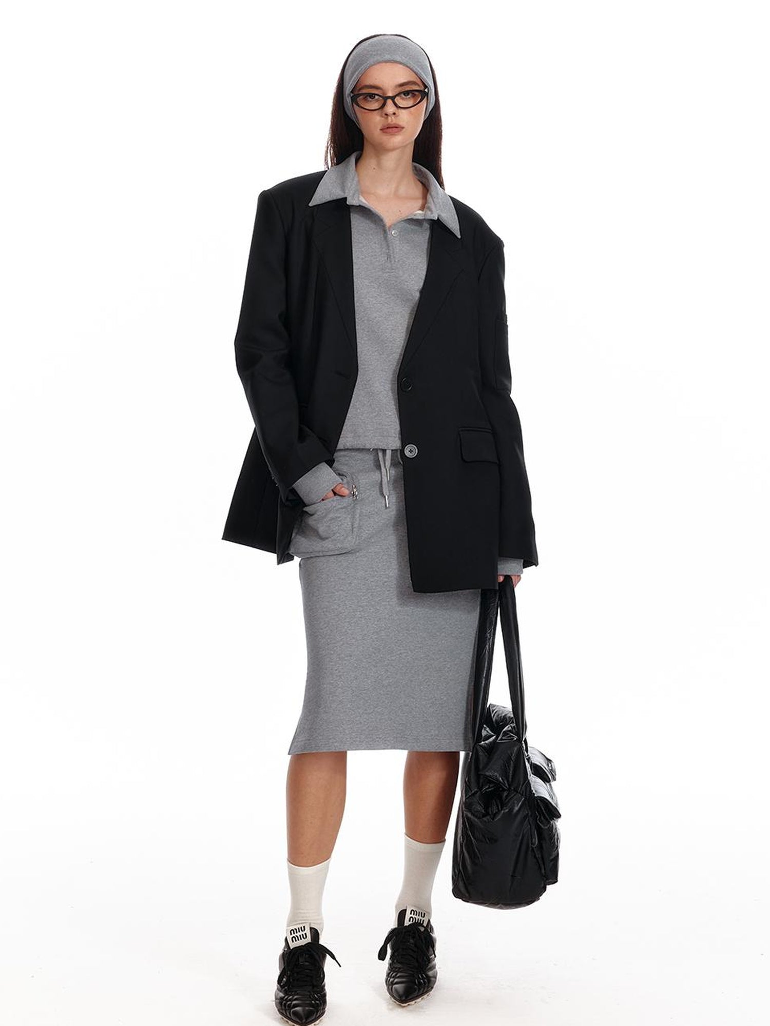 ALINNV STUDIO Low Waist Pocket Sweater Skirt Mid Length