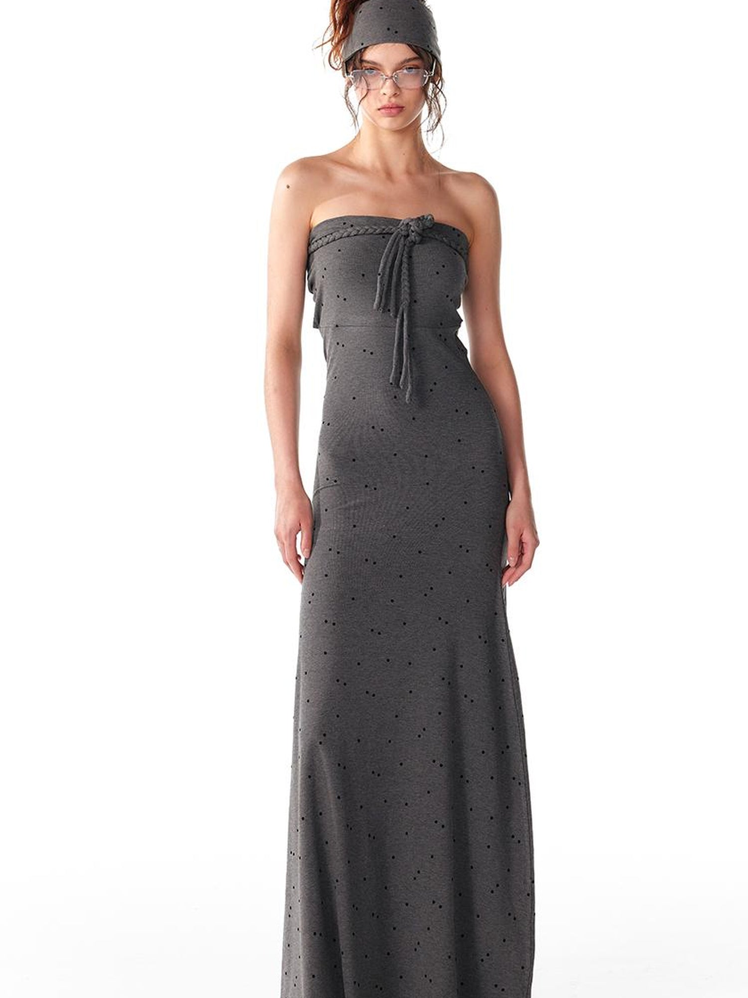 ALINNV STUDIO Multi Way Hand Woven Strappy Maxi Dress V Neck T Shirt Long Sleeve