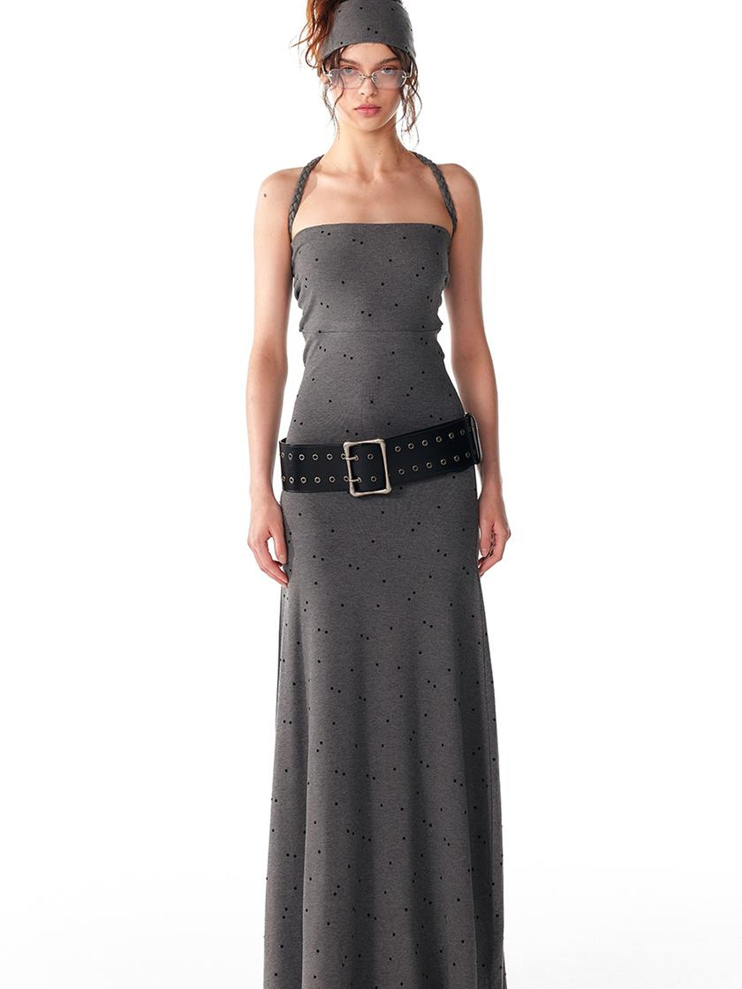 ALINNV STUDIO Multi Way Hand Woven Strappy Maxi Dress V Neck T Shirt Long Sleeve