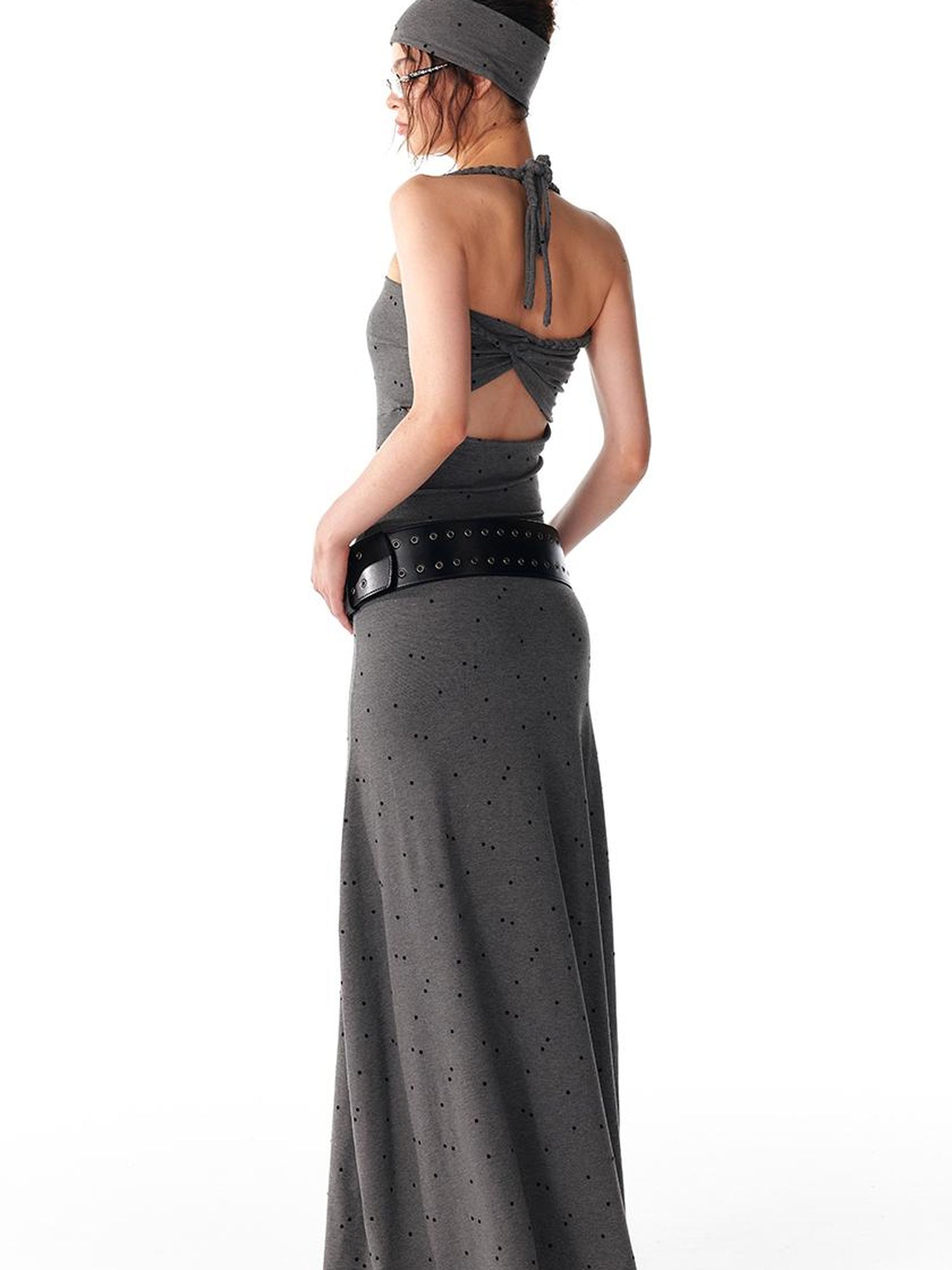 ALINNV STUDIO Multi Way Hand Woven Strappy Maxi Dress V Neck T Shirt Long Sleeve