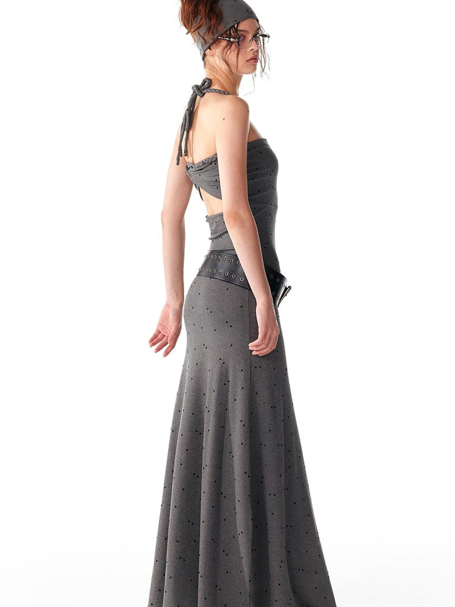 ALINNV STUDIO Multi Way Hand Woven Strappy Maxi Dress V Neck T Shirt Long Sleeve