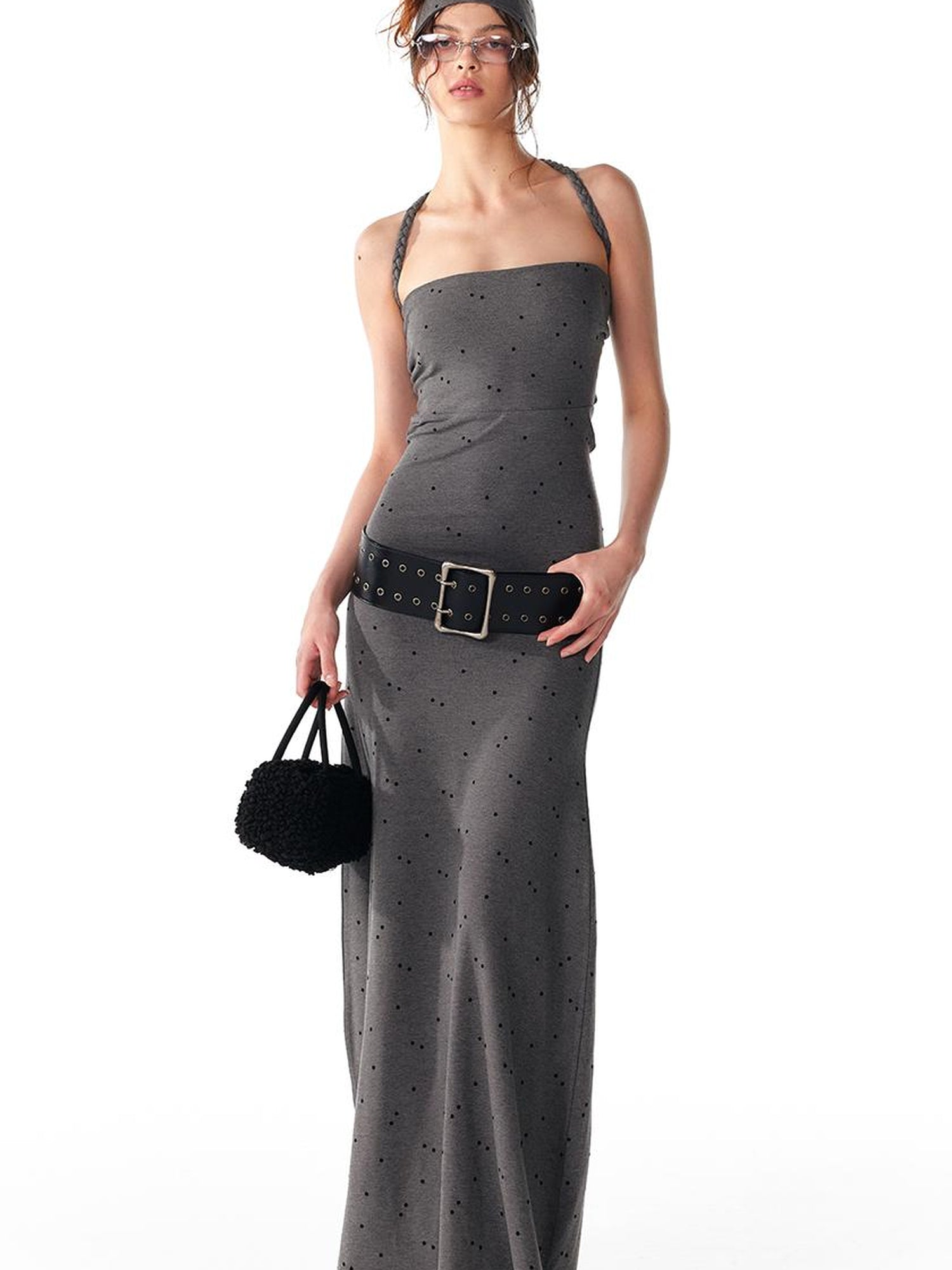 ALINNV STUDIO Multi Way Hand Woven Strappy Maxi Dress V Neck T Shirt Long Sleeve