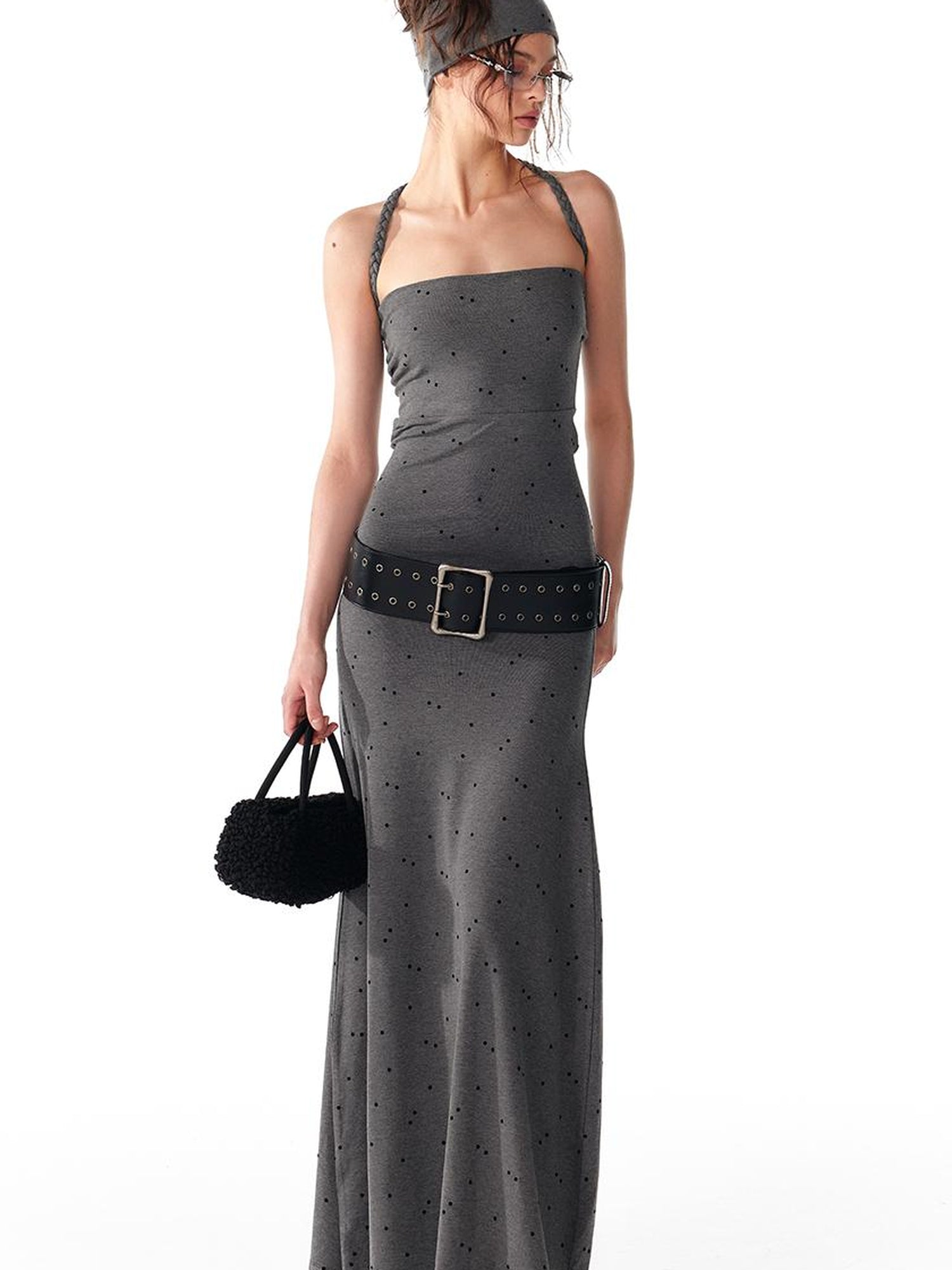 ALINNV STUDIO Multi Way Hand Woven Strappy Maxi Dress V Neck T Shirt Long Sleeve