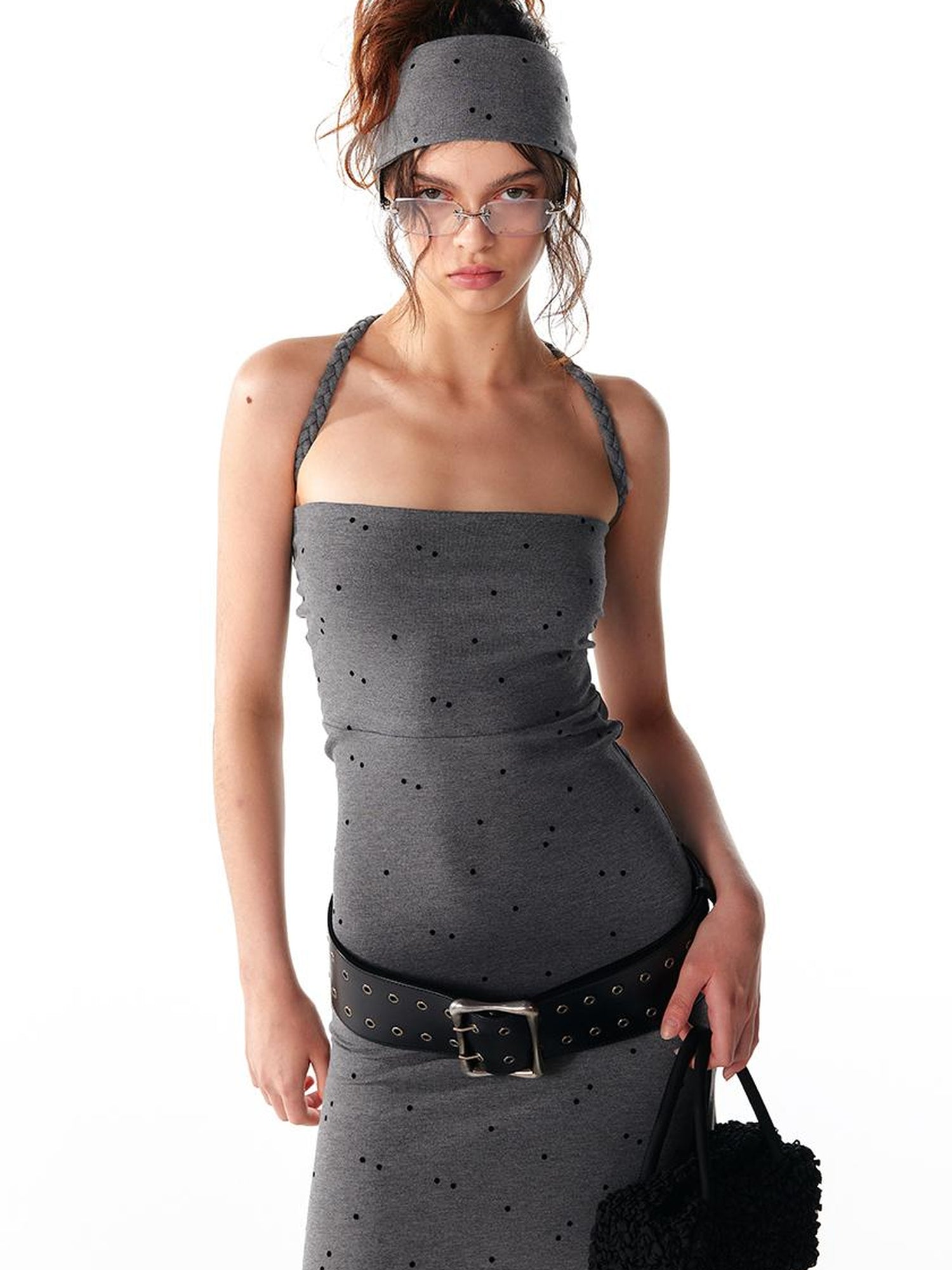 ALINNV STUDIO Multi Way Hand Woven Strappy Maxi Dress V Neck T Shirt Long Sleeve