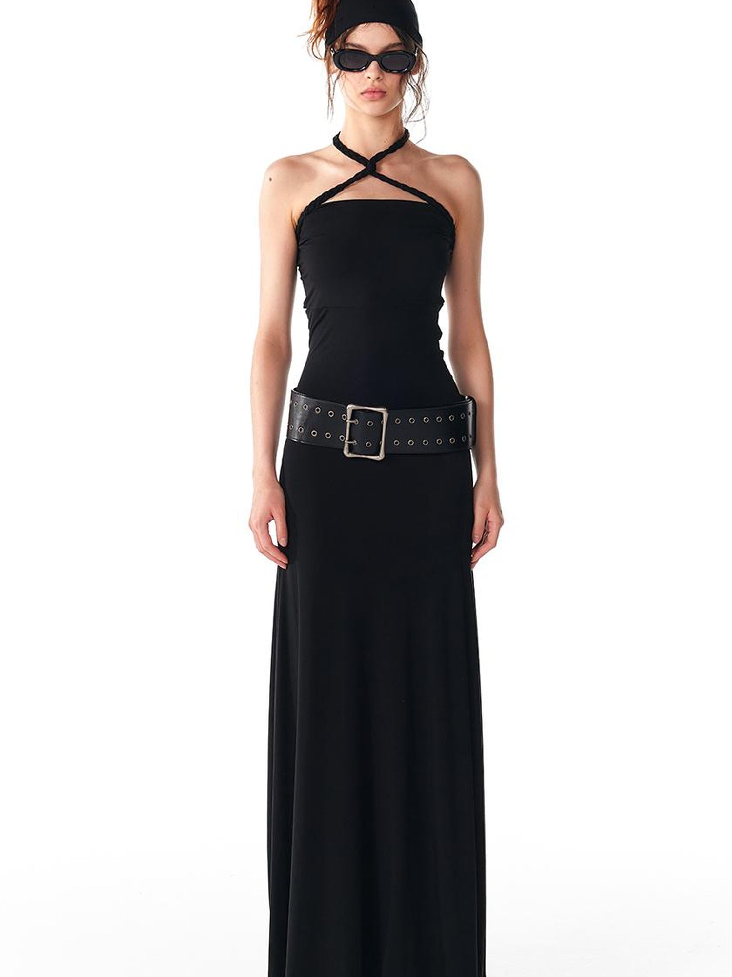 ALINNV STUDIO Multi Way Hand Woven Strappy Maxi Dress V Neck T Shirt Long Sleeve