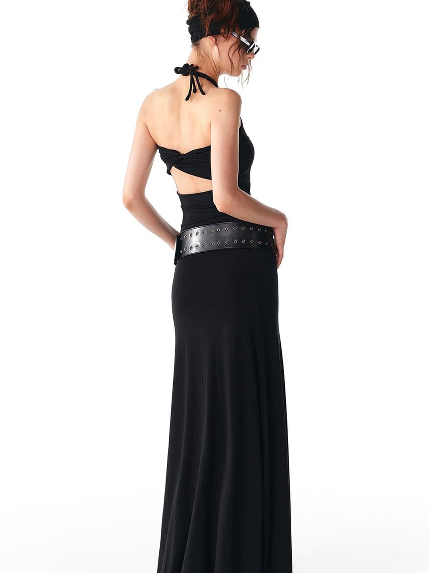 ALINNV STUDIO Multi Way Hand Woven Strappy Maxi Dress V Neck T Shirt Long Sleeve