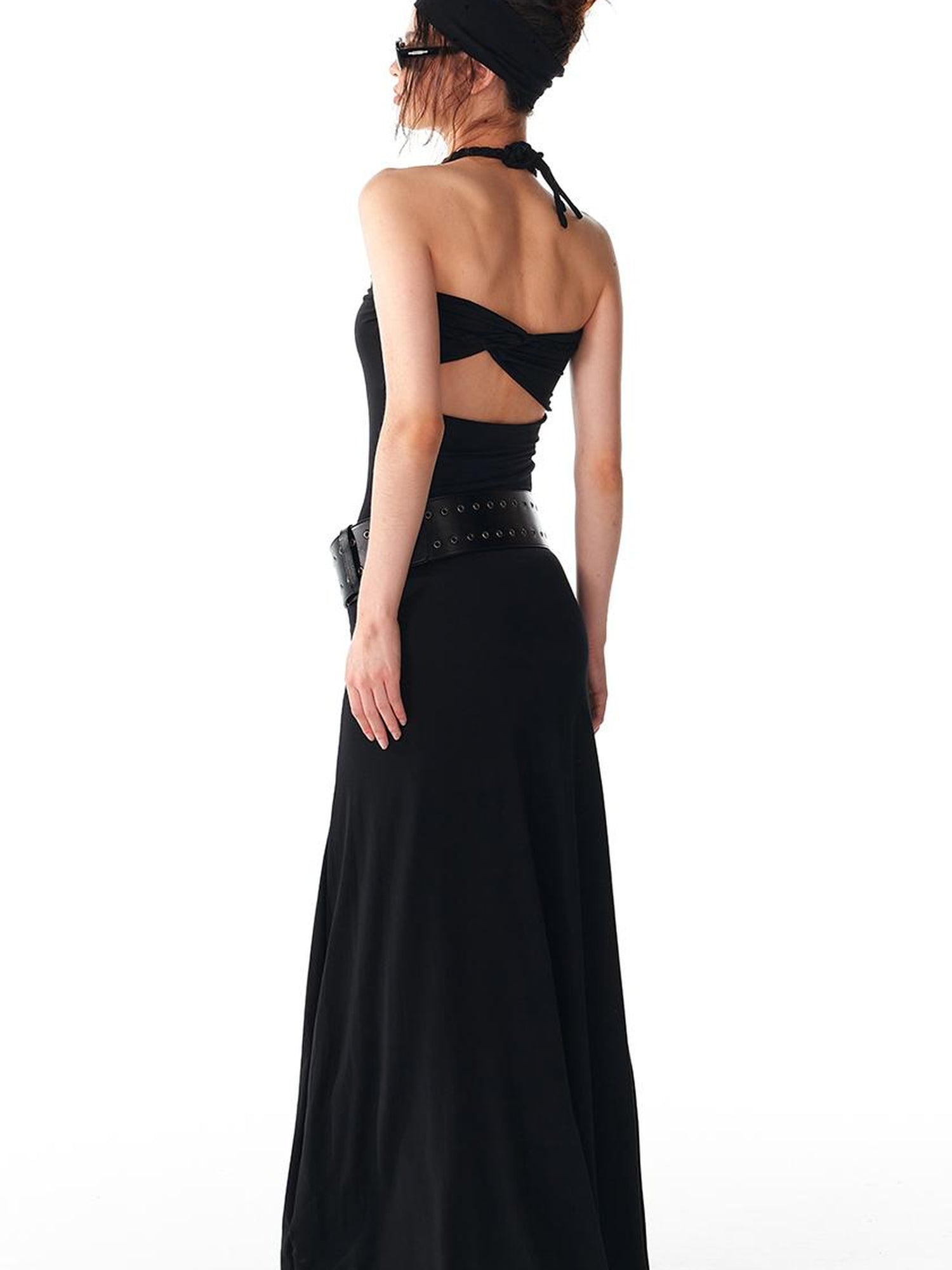 ALINNV STUDIO Multi Way Hand Woven Strappy Maxi Dress V Neck T Shirt Long Sleeve