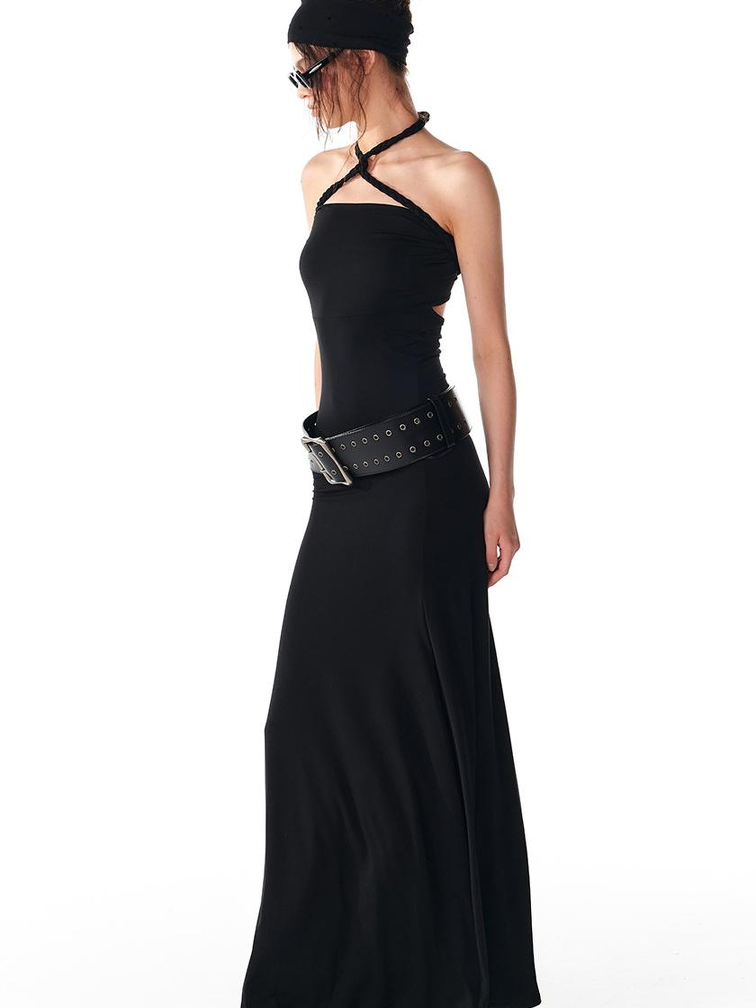 ALINNV STUDIO Multi Way Hand Woven Strappy Maxi Dress V Neck T Shirt Long Sleeve