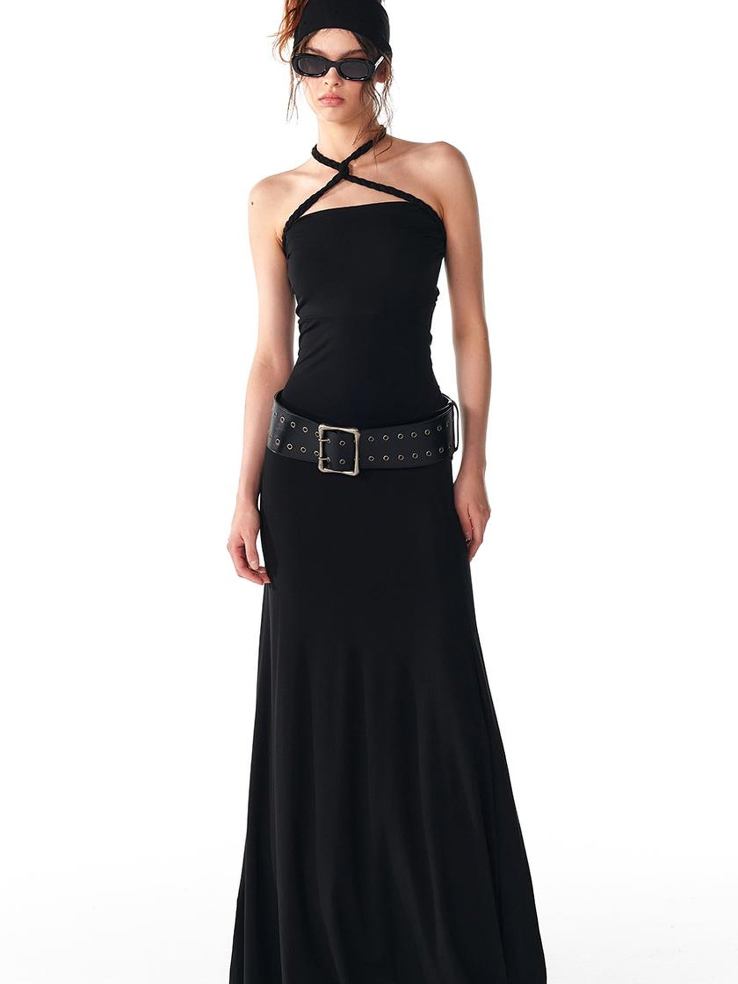 ALINNV STUDIO Multi Way Hand Woven Strappy Maxi Dress V Neck T Shirt Long Sleeve