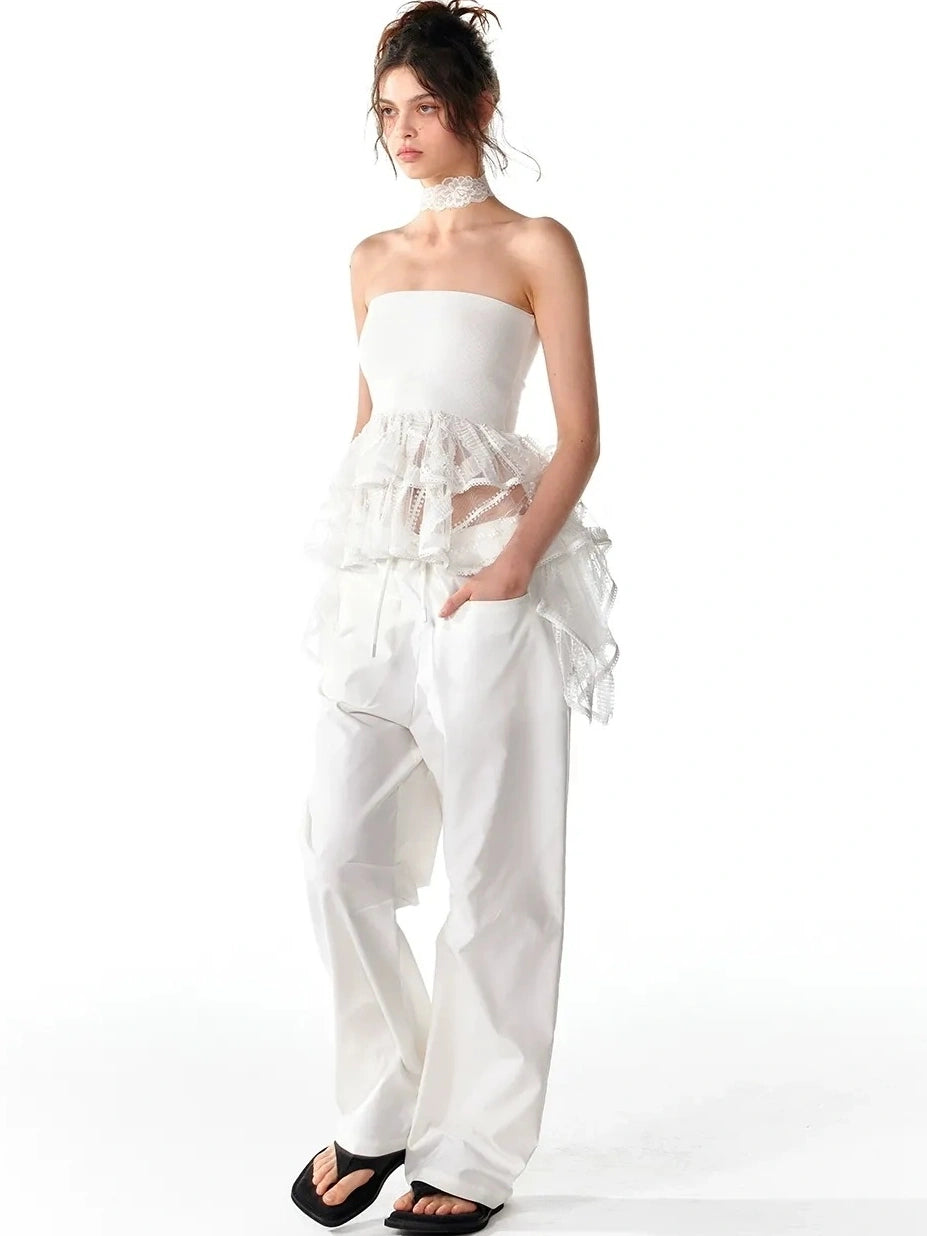 ALINNV STUDIO Pleated Low Waist Wide Leg Trousers Pants