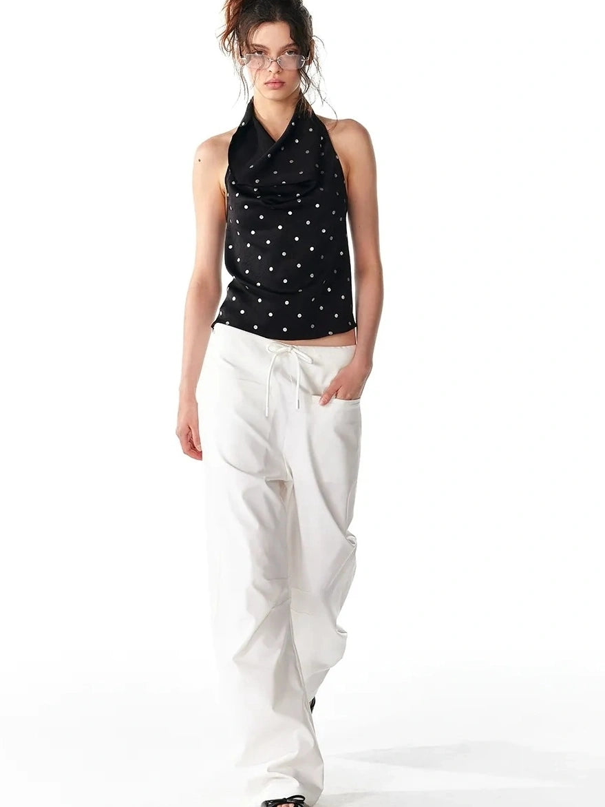 ALINNV STUDIO Pleated Low Waist Wide Leg Trousers Pants