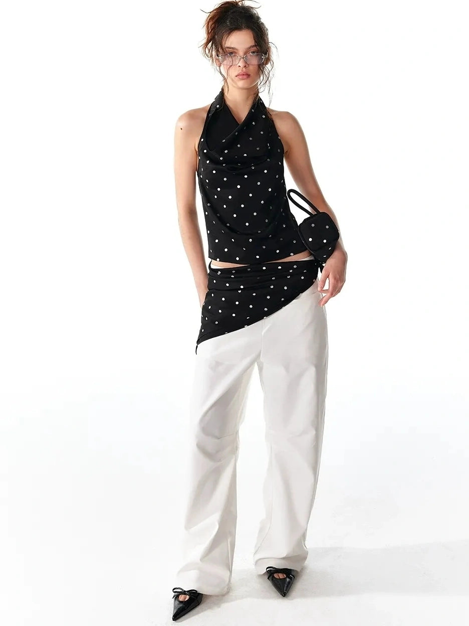 ALINNV STUDIO Pleated Low Waist Wide Leg Trousers Pants