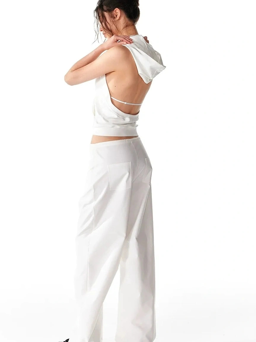 ALINNV STUDIO Pleated Low Waist Wide Leg Trousers Pants