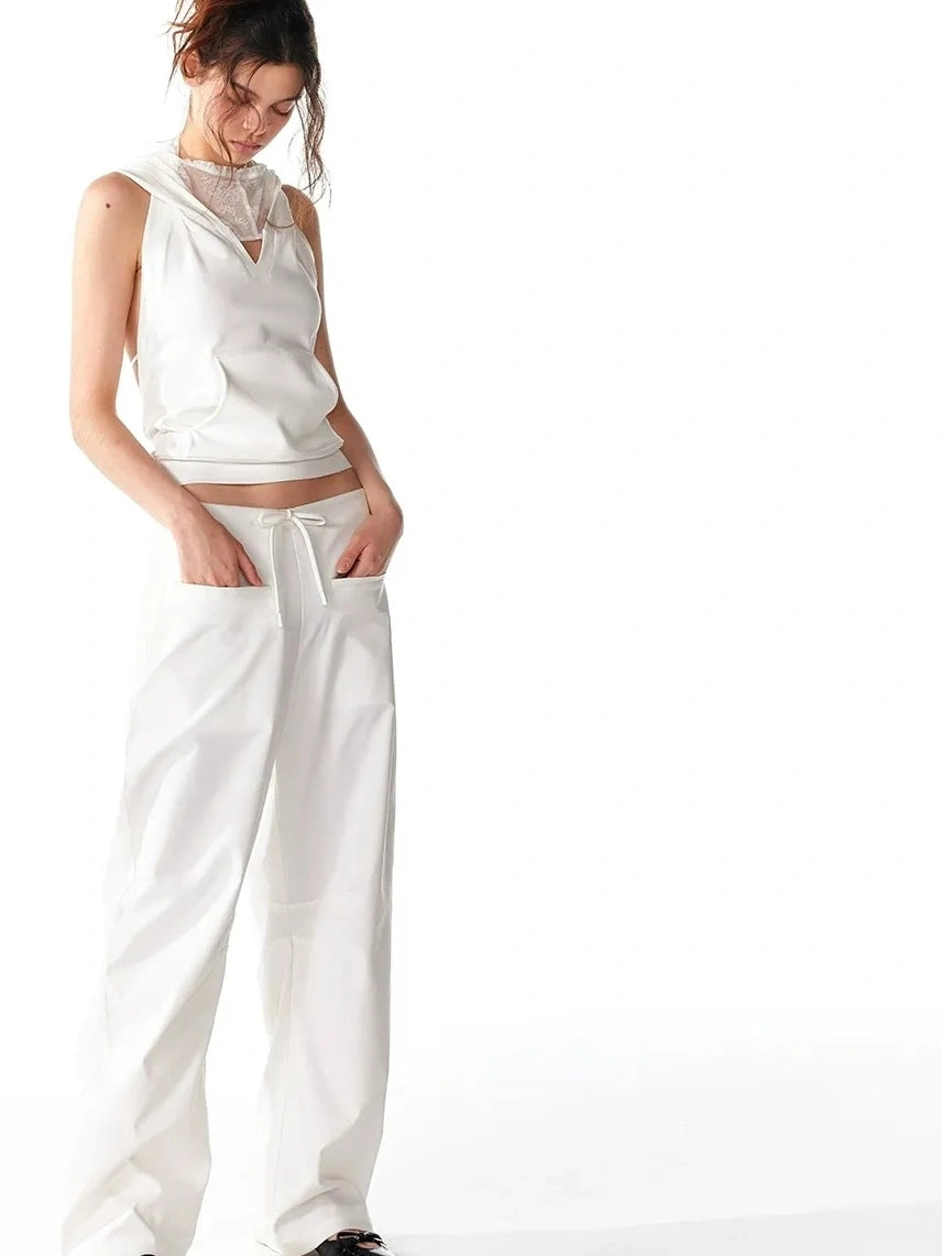 ALINNV STUDIO Pleated Low Waist Wide Leg Trousers Pants