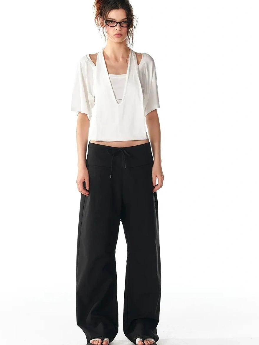 ALINNV STUDIO Pleated Low Waist Wide Leg Trousers Pants