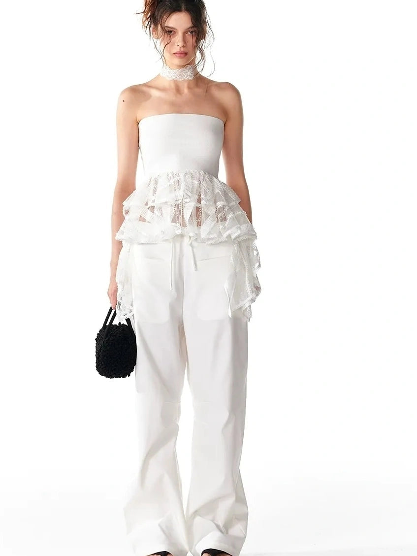 ALINNV STUDIO Pleated Low Waist Wide Leg Trousers Pants