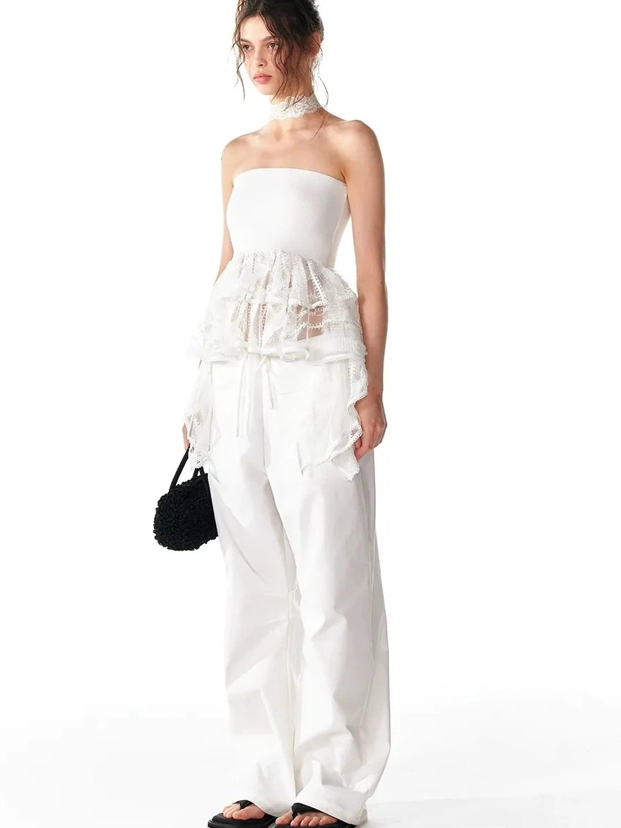 ALINNV STUDIO Pleated Low Waist Wide Leg Trousers Pants