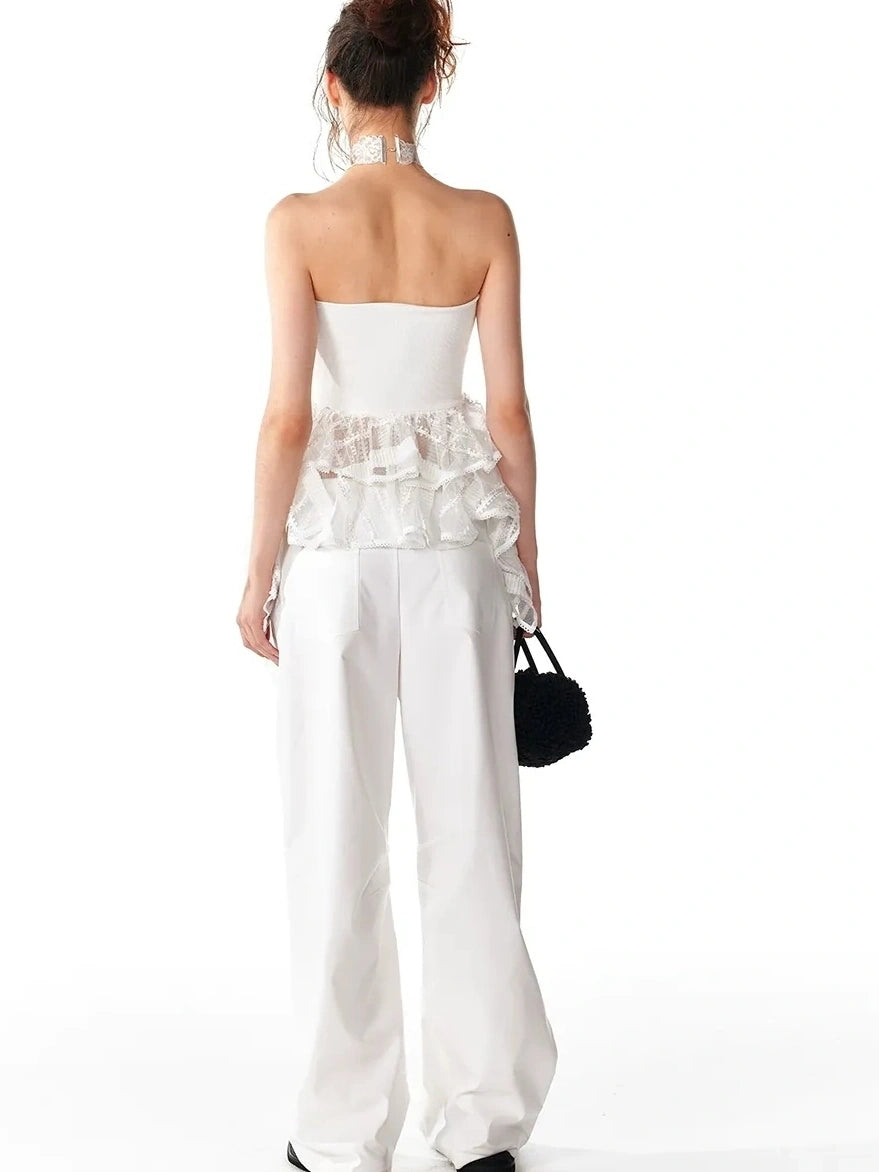 ALINNV STUDIO Pleated Low Waist Wide Leg Trousers Pants